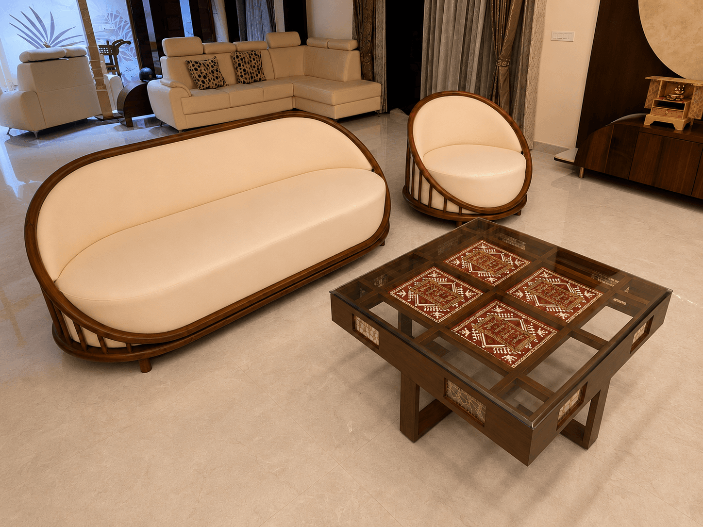 Designer Teak Sofa Set at Venkatesh's home in Hyderabad