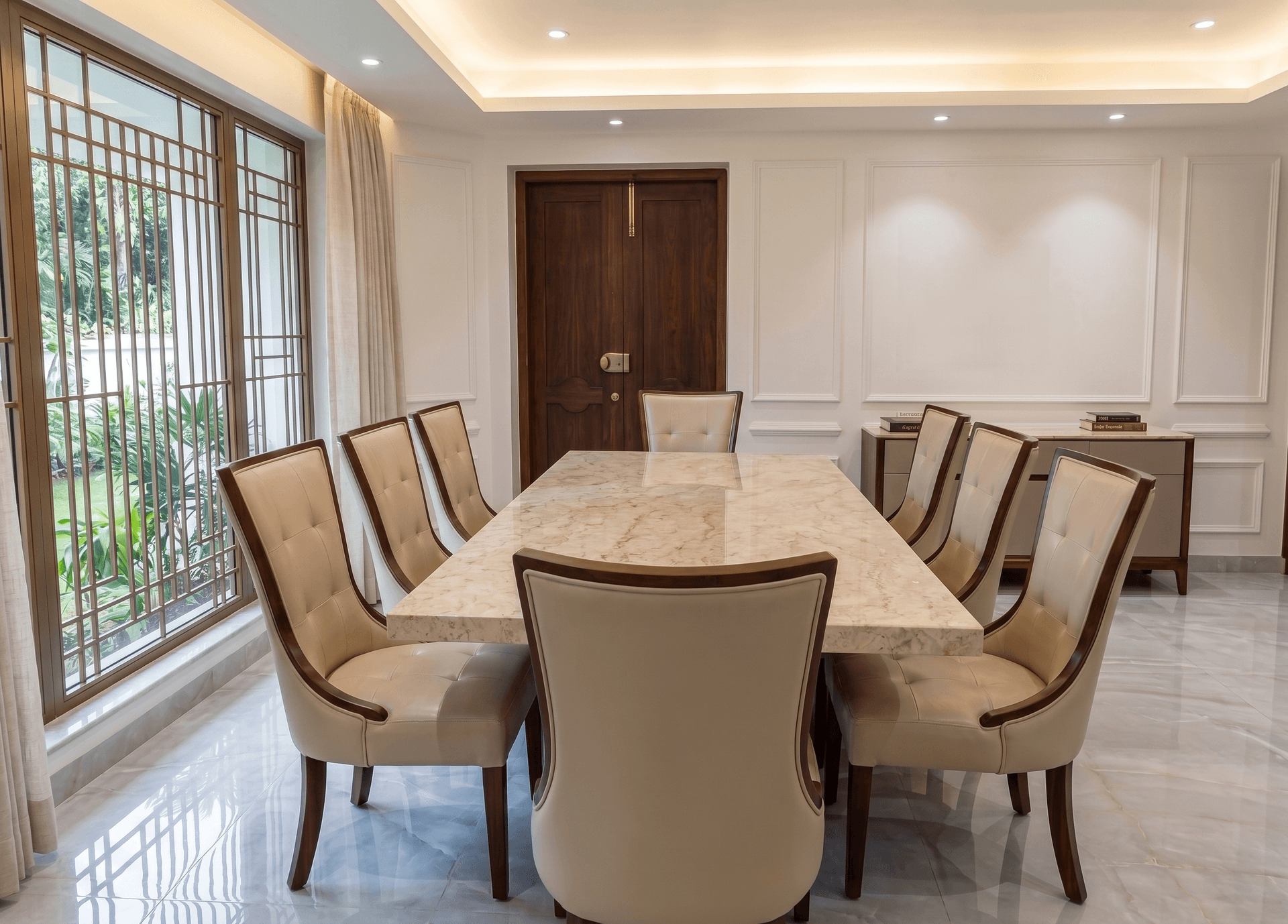 Marble Top Dining Table Set at Babu's home in Thrissur