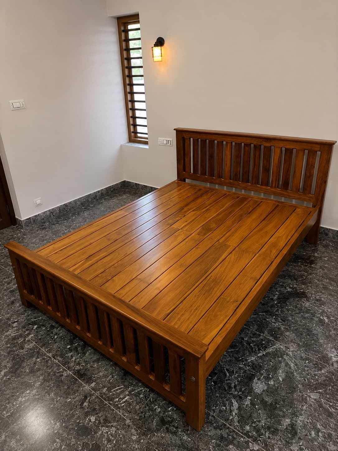 Teak Platform Bed at Riju's home in Thrissur