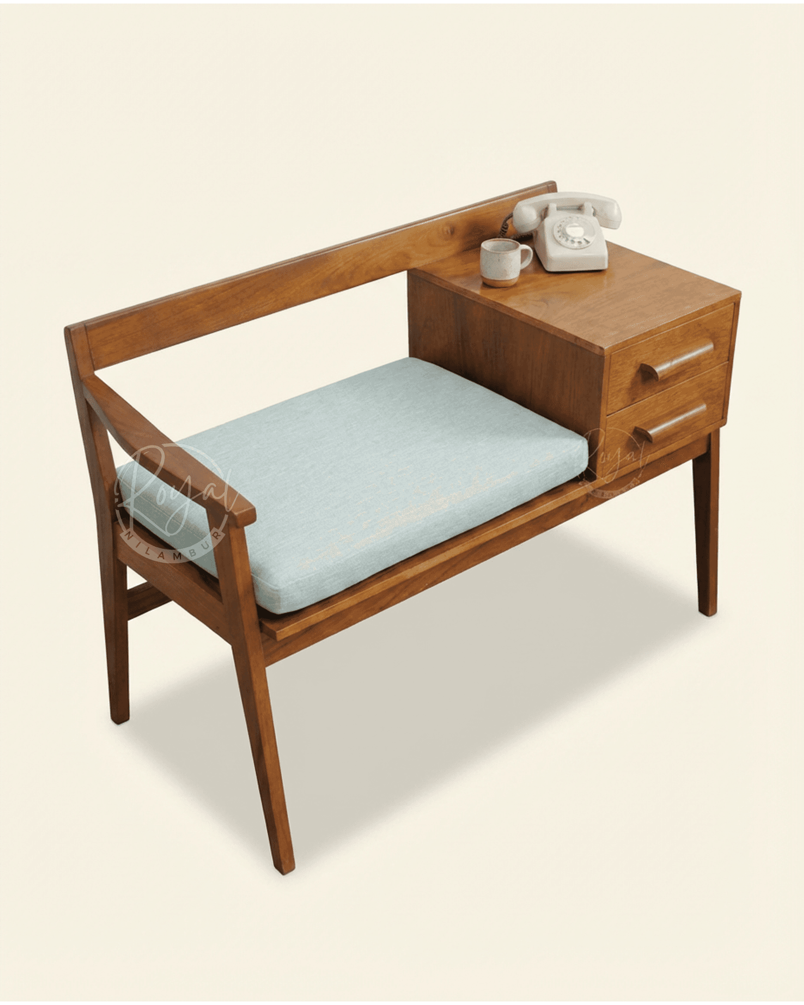 Royal Nivexia Nilambur Teak Wood Telephone Bench with Storage