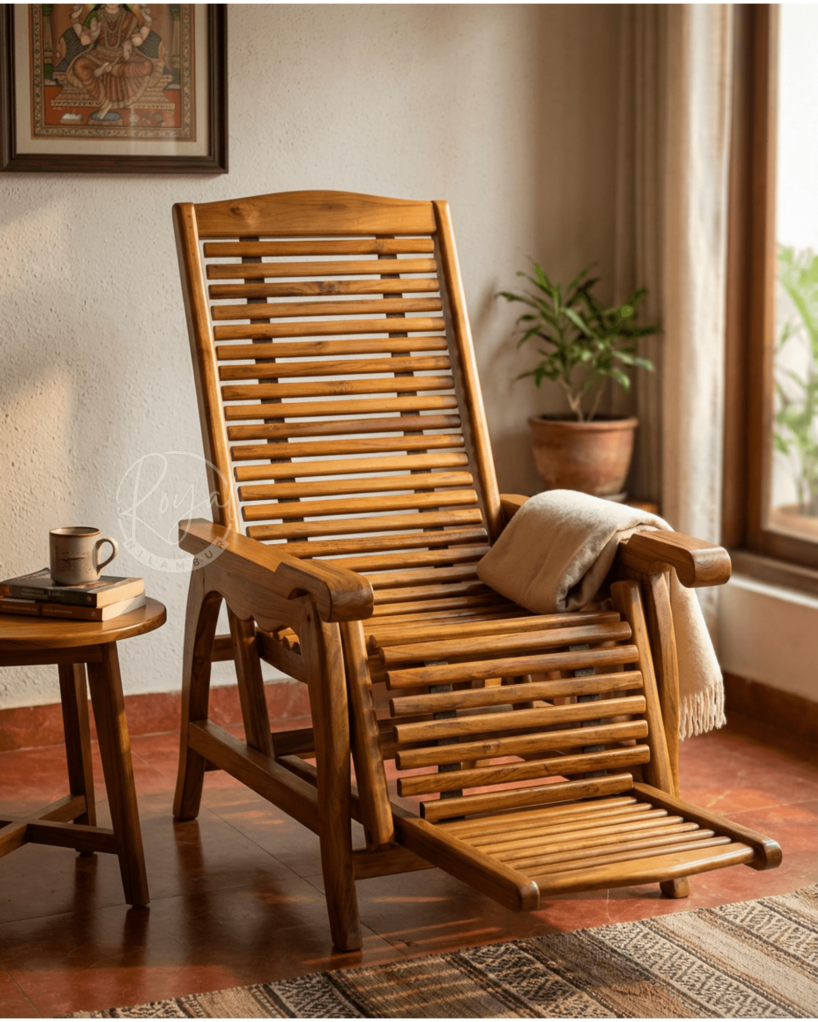 Royal Sumrida Nilambur Teak Wood Easy Chair
