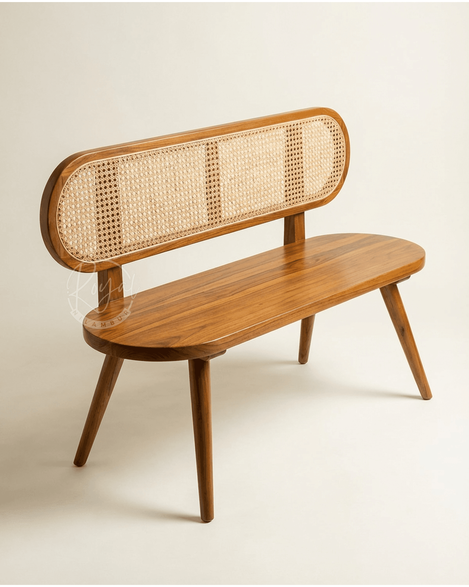 Royal Tevora Nilambur Teak Wood Cane Bench