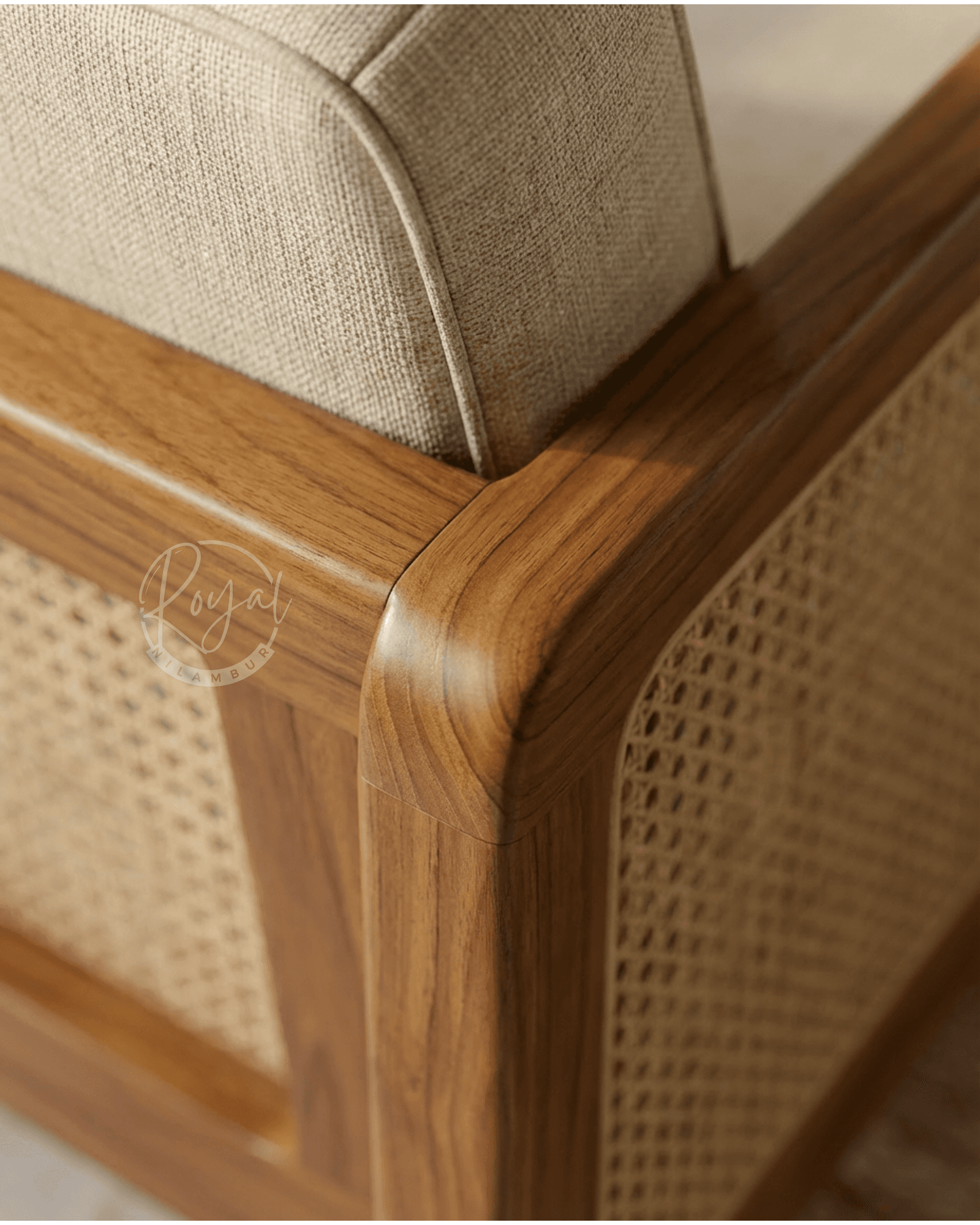 Royal Teakane Teak Wooden Cane Sofa Set