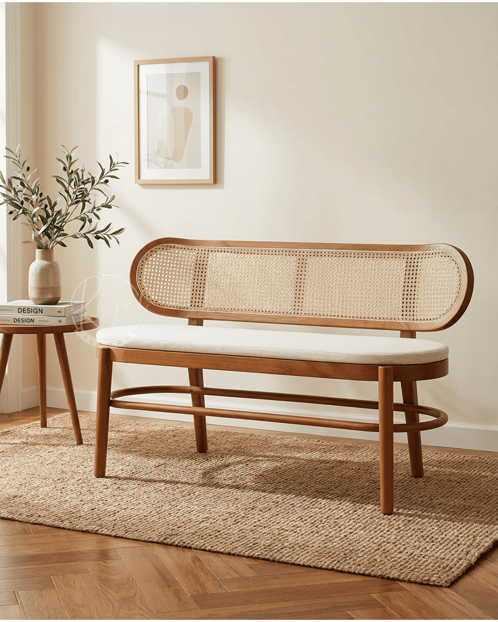 Royal Aevon Nilambur Teak Wood Cane Bench