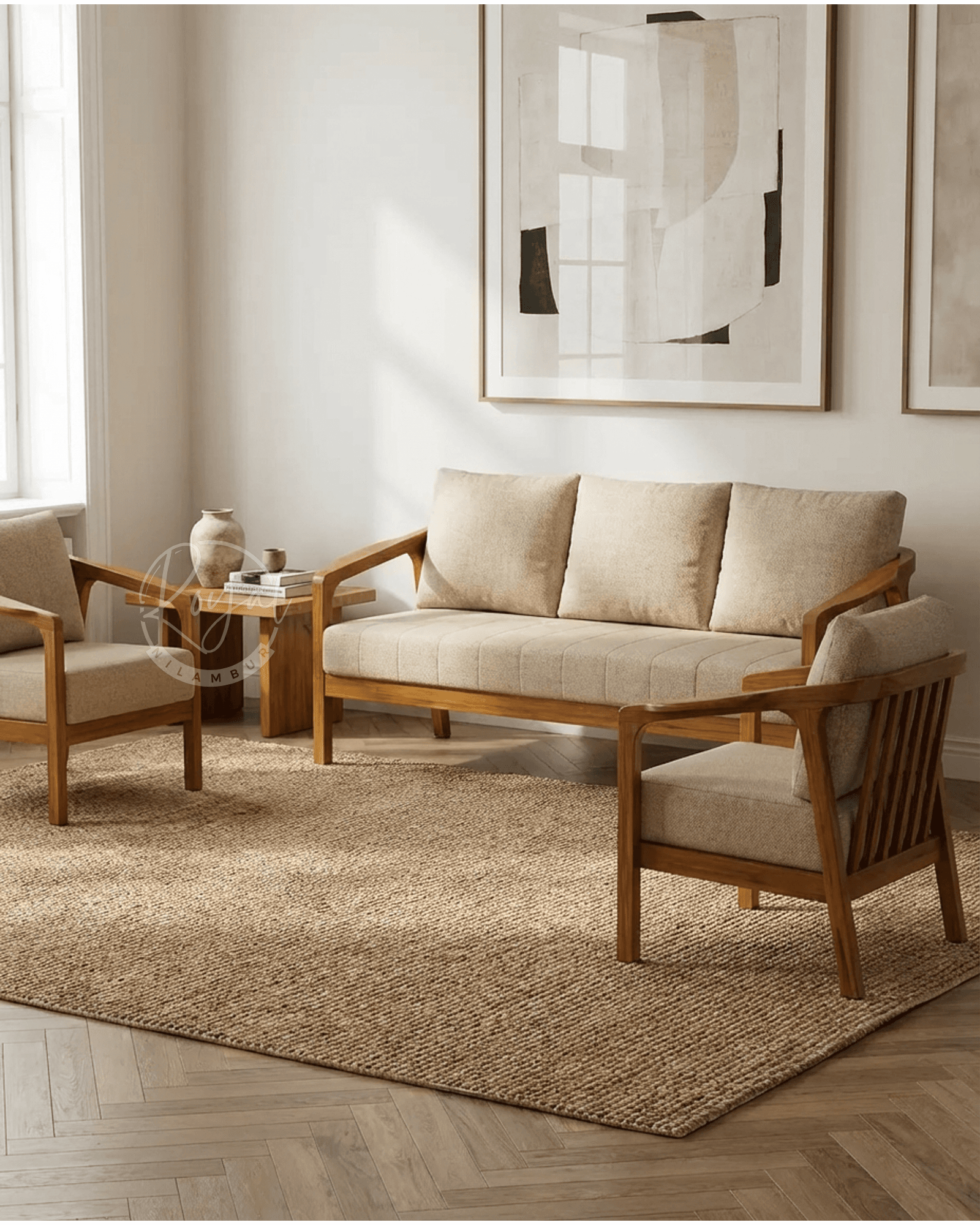 Royal Tavron Nilambur Teak Wood Sofa Set