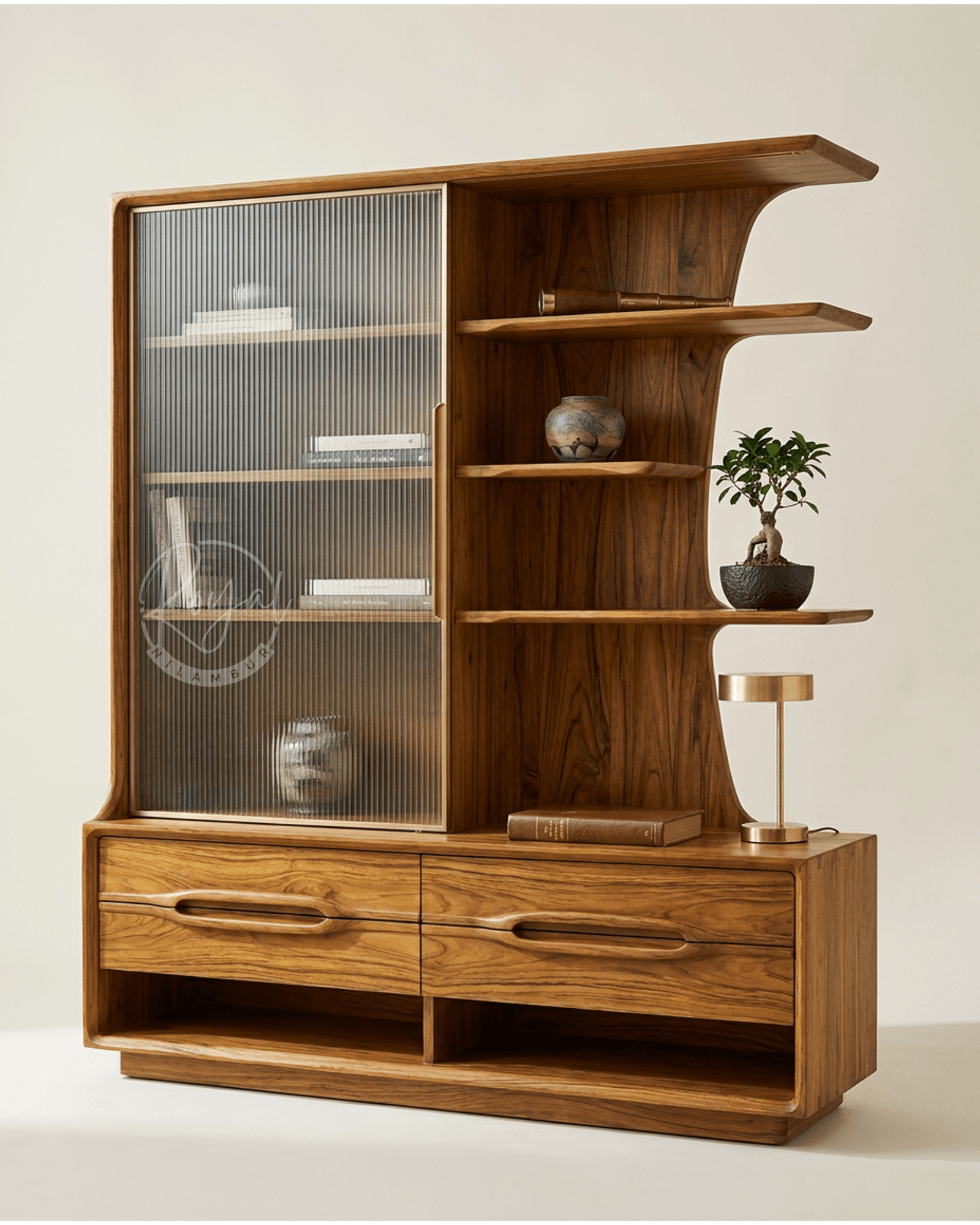 Royal Dhrayen Nilambur Teak Wood Book Shelf