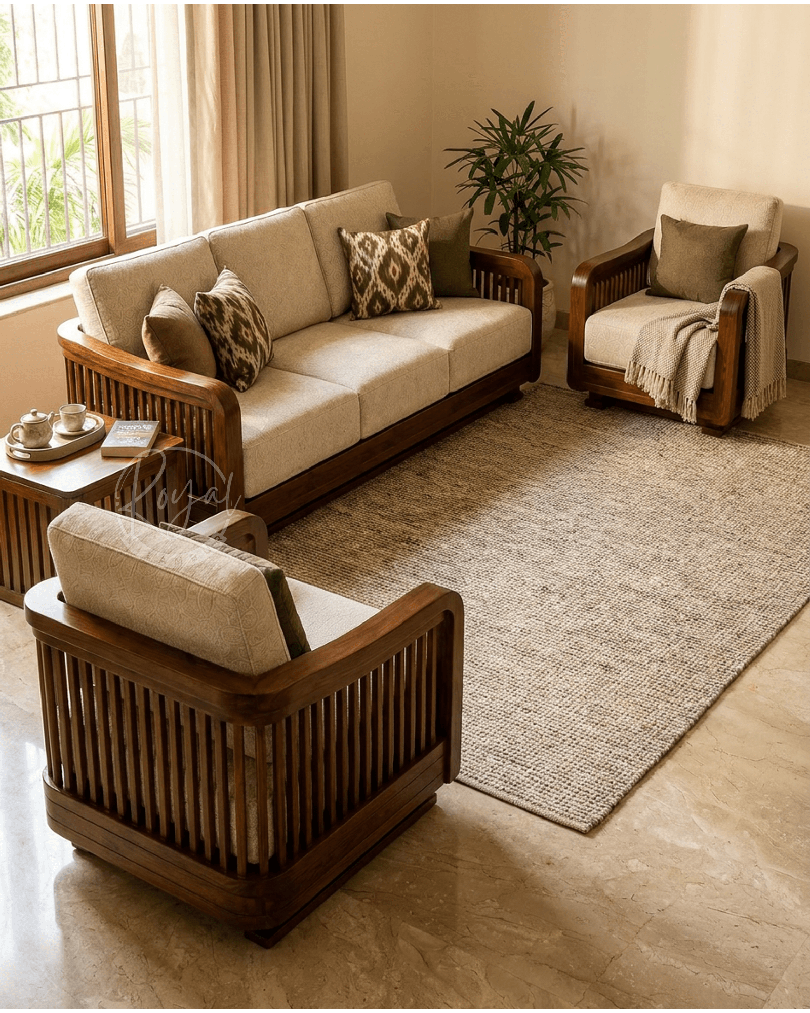 Royal Navrix Nilambur Teak Wood Sofa Set