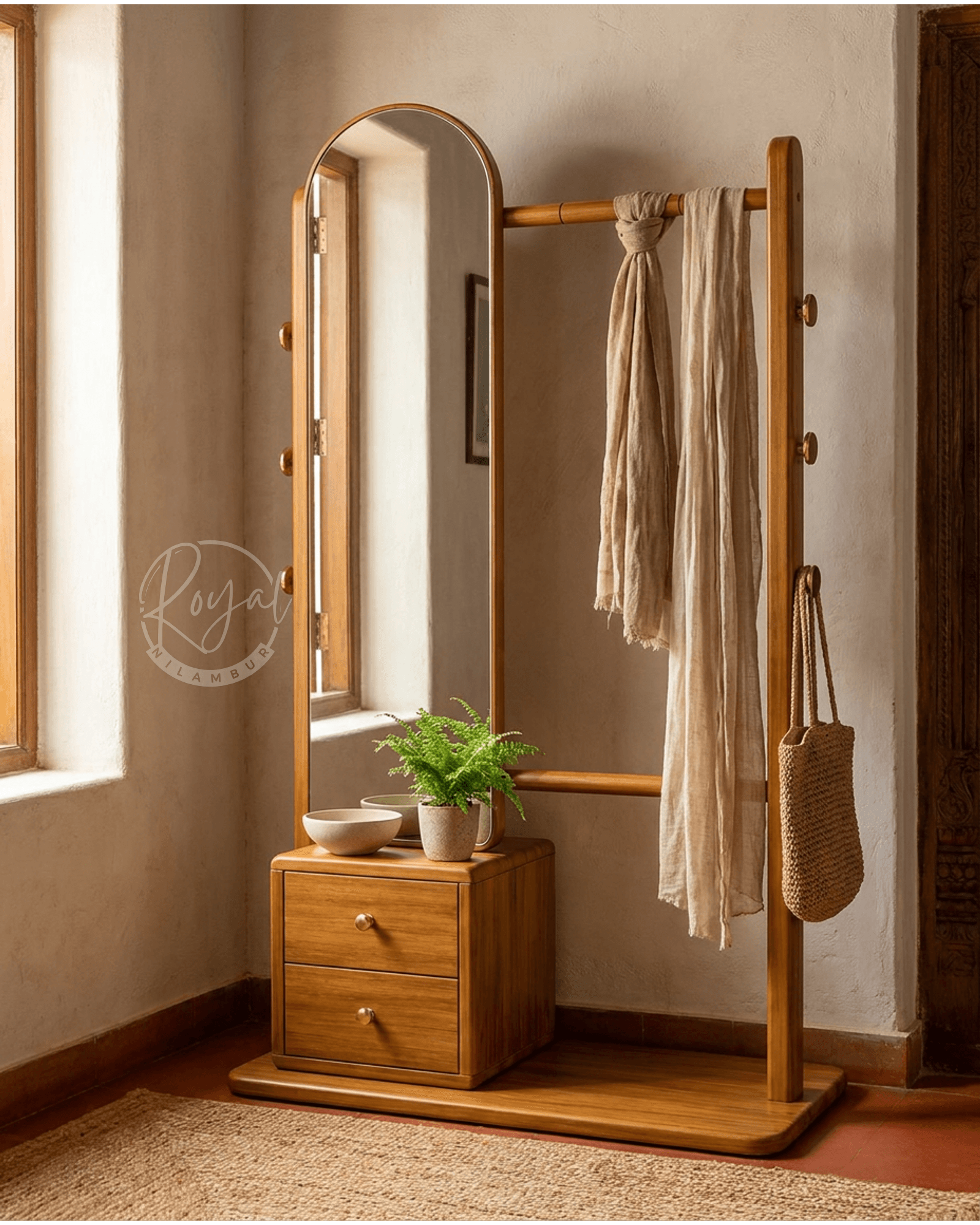 Royal Darpan Nilambur Teak Wood Dresser Mirror