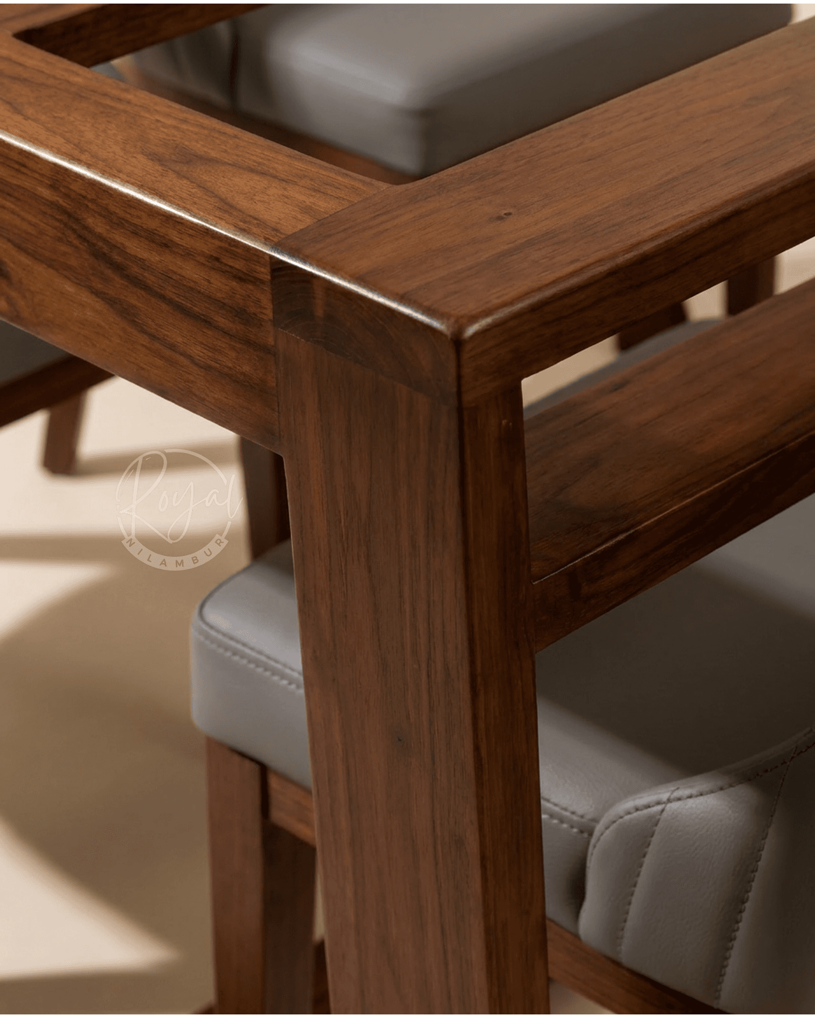 Royal Nirvana Nilambur Teak Wood Dining Table With Glass Top