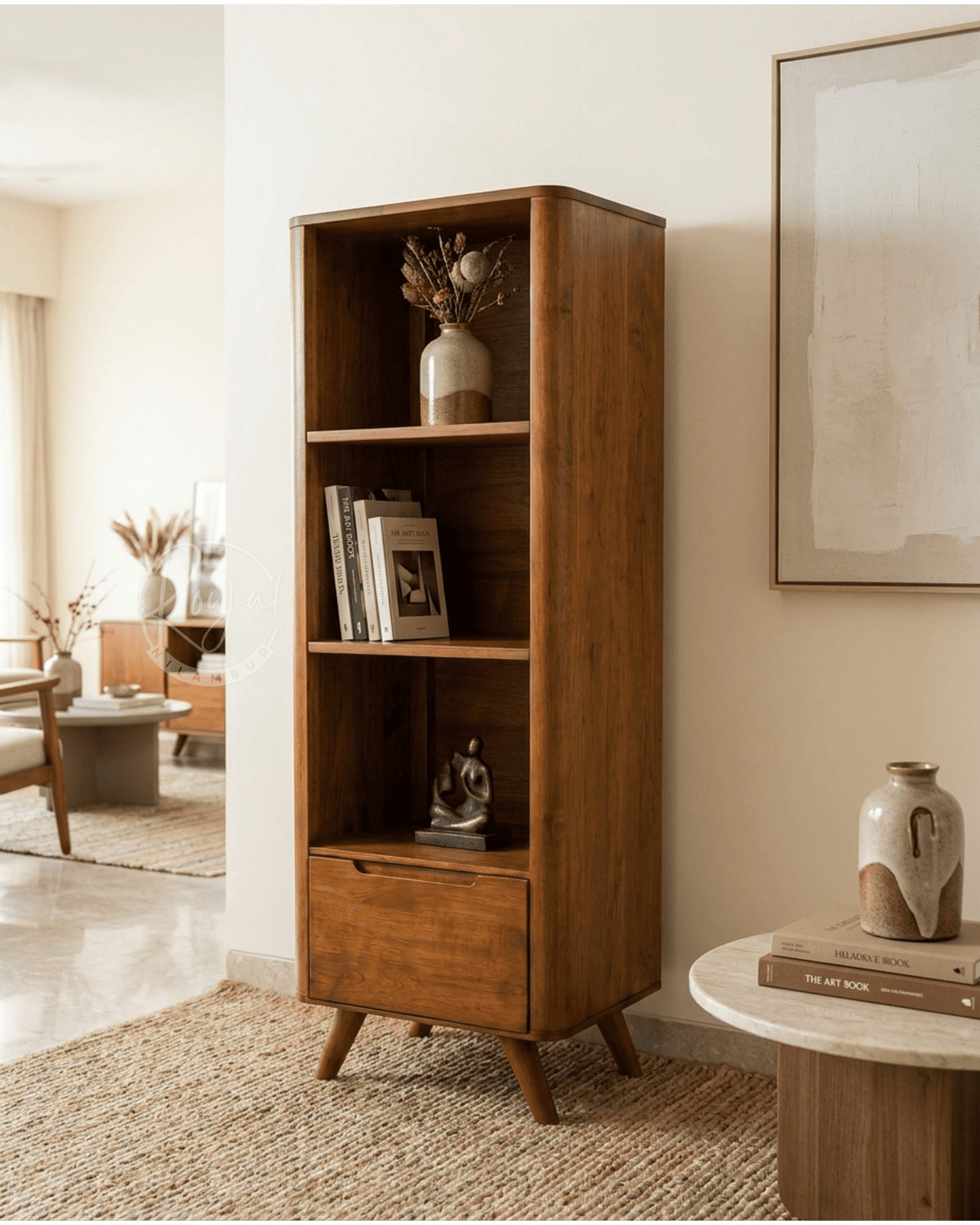 Royal Adhyan Nilambur Teak Wood Bookshelf
