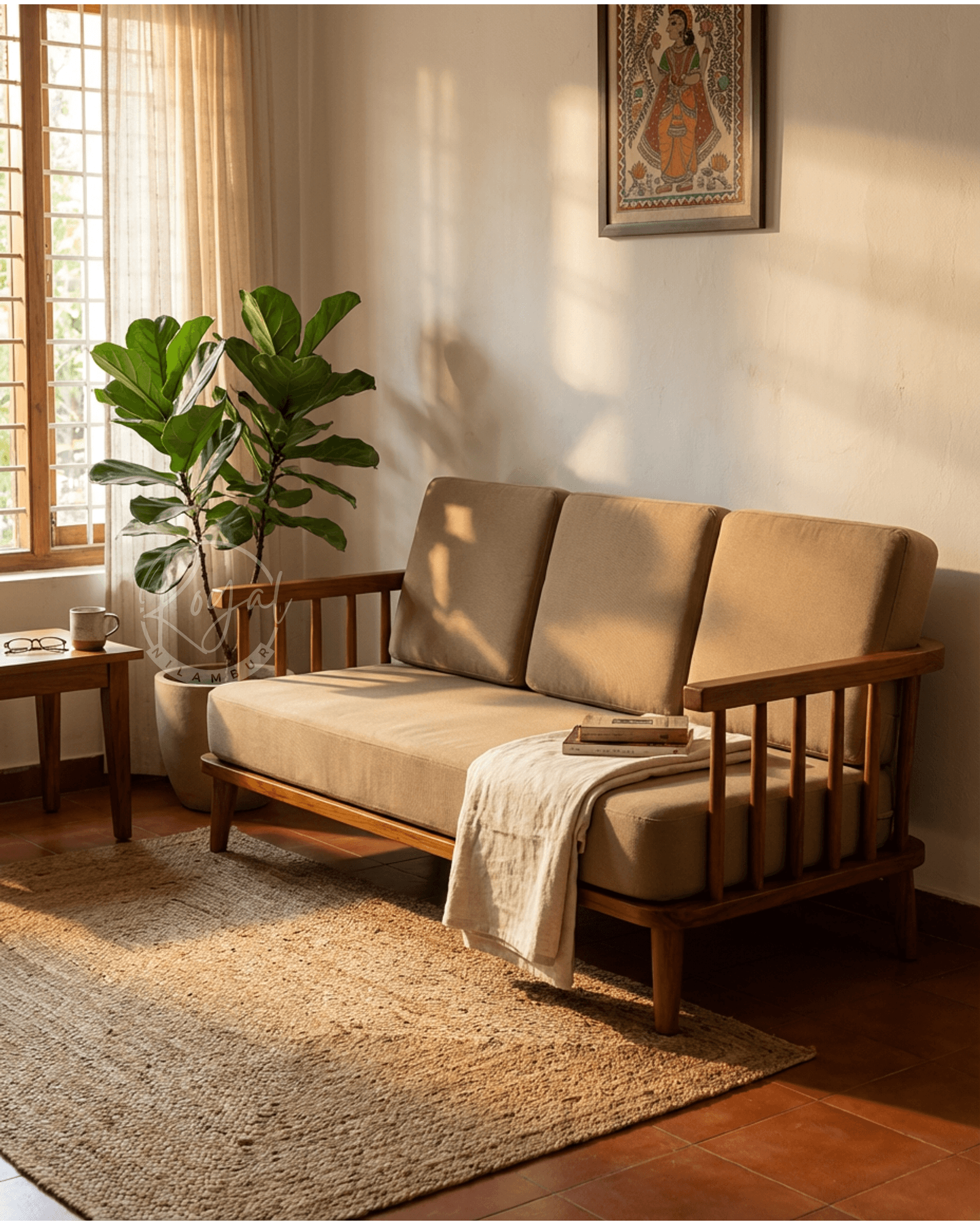 Royal Elvorn Nilambur Teak Wood Sofa Set