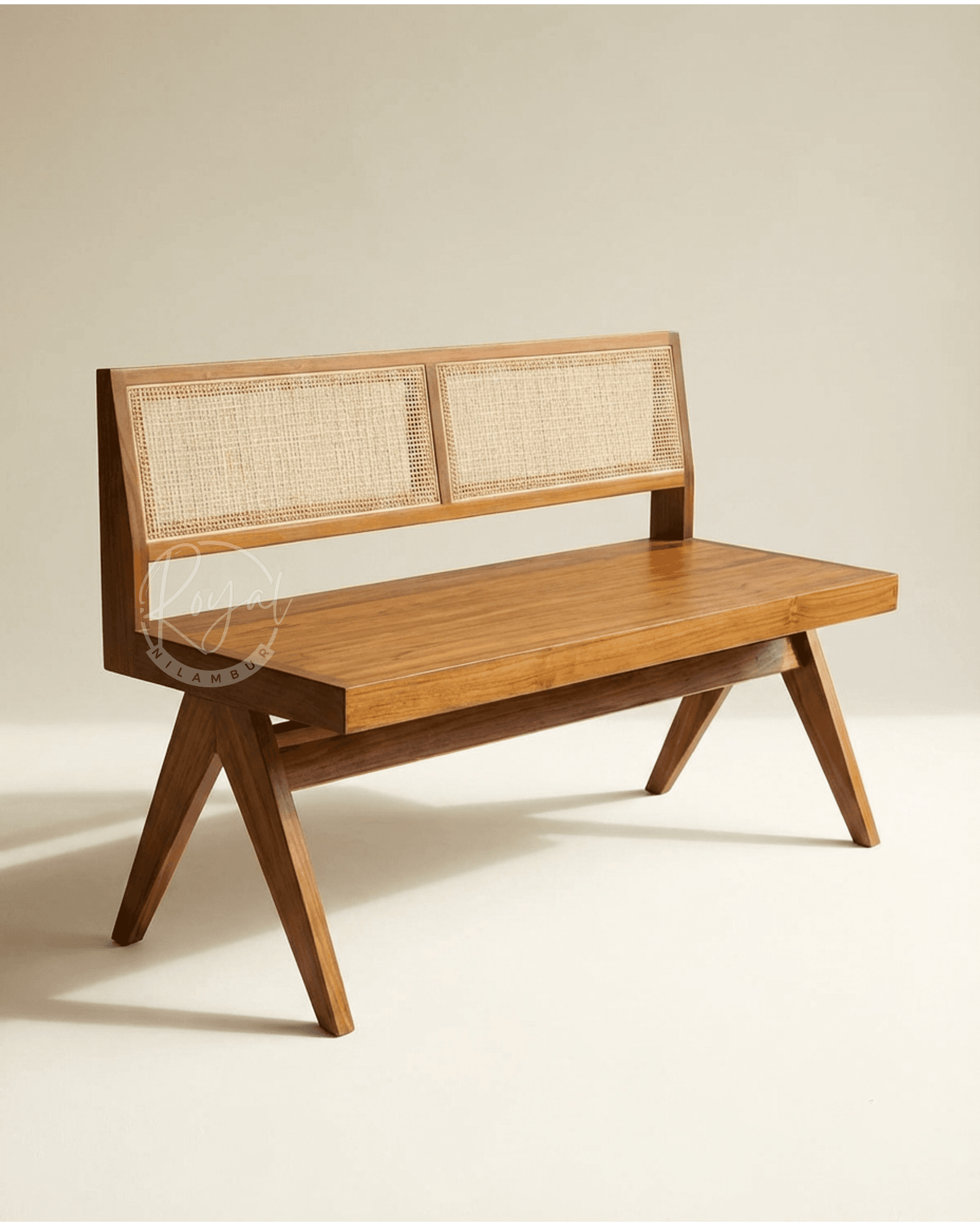 Royal Nilvaar Teak Wooden Cane Bench