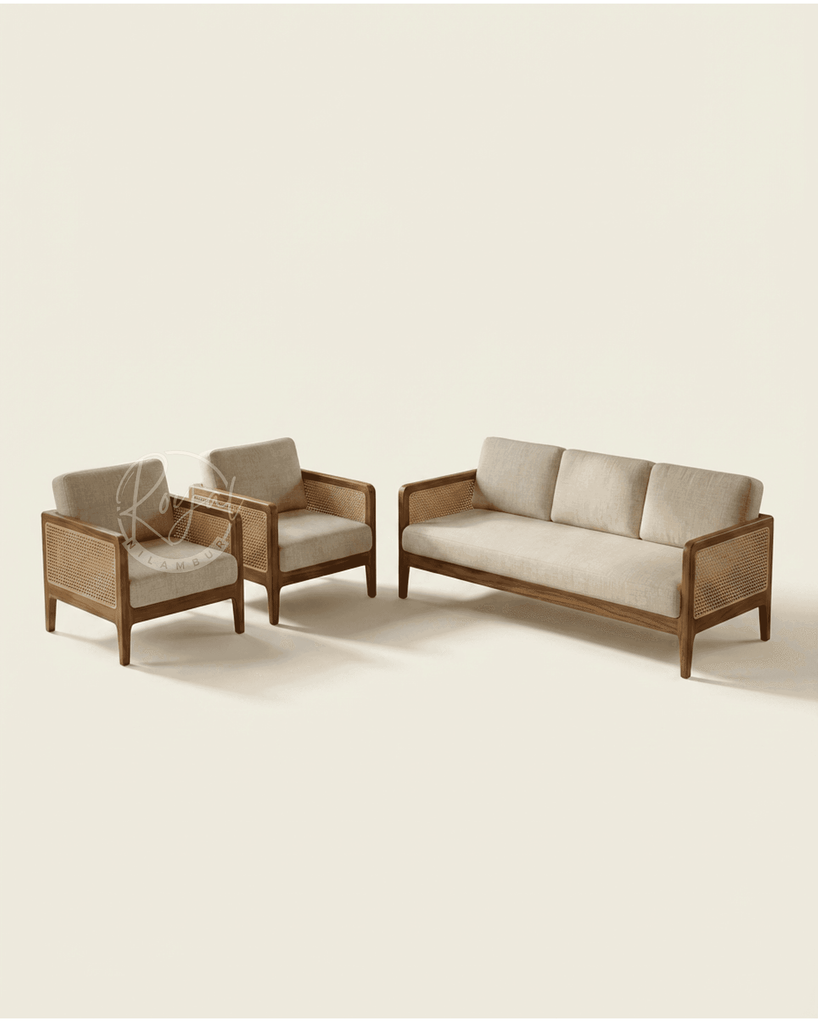 Royal Teakane Teak Wooden Cane Sofa Set