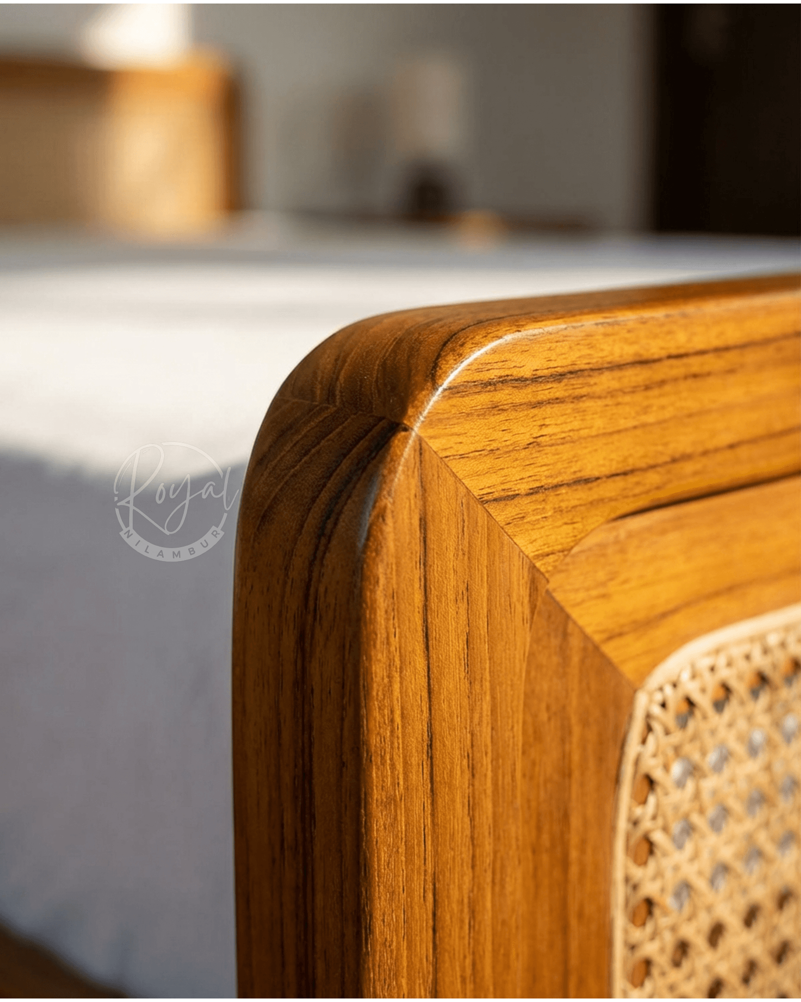 Royal Canroy Nilambur Teak Cane Cot