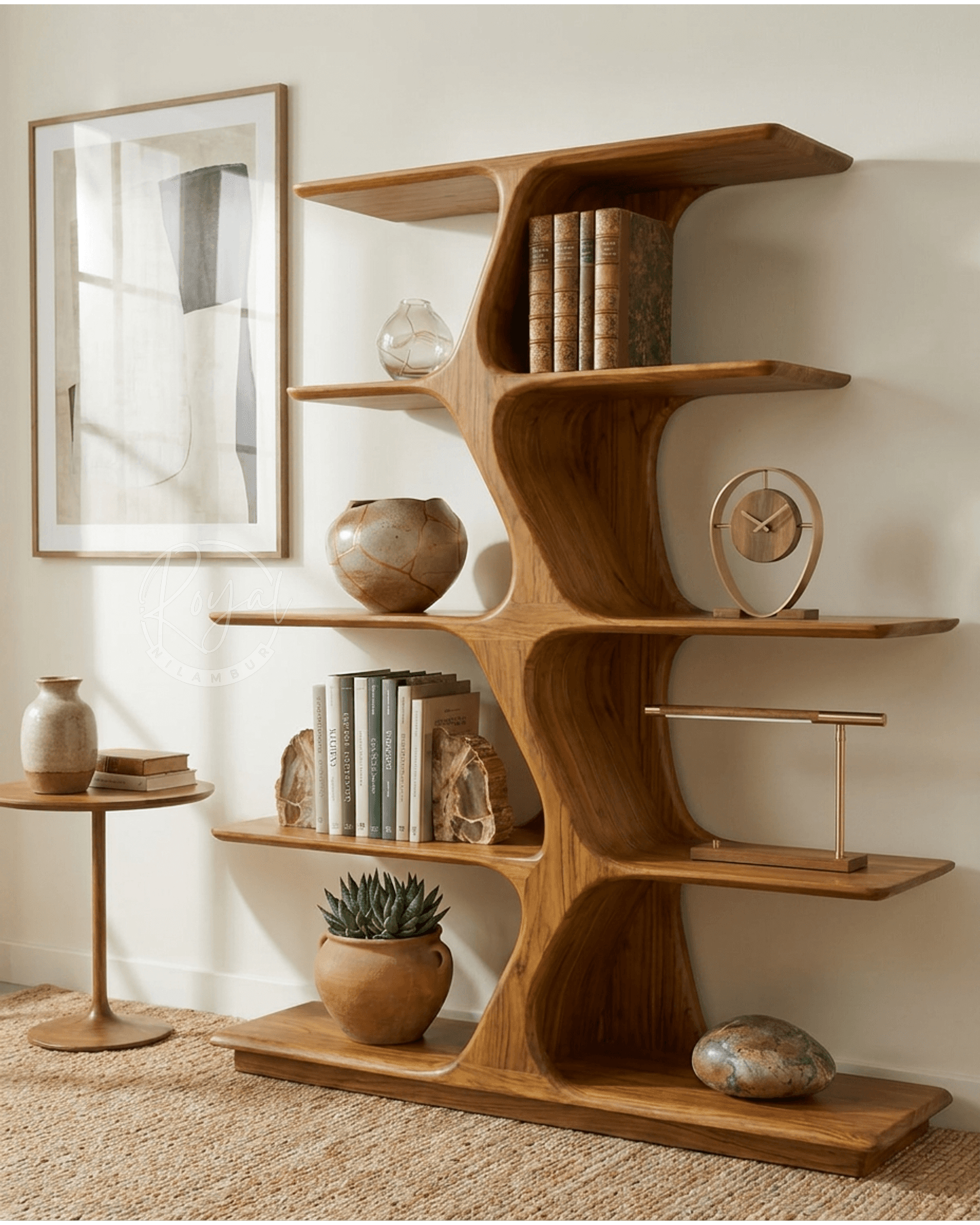 Royal Lavren Nilambur Teak Wood Book Shelf