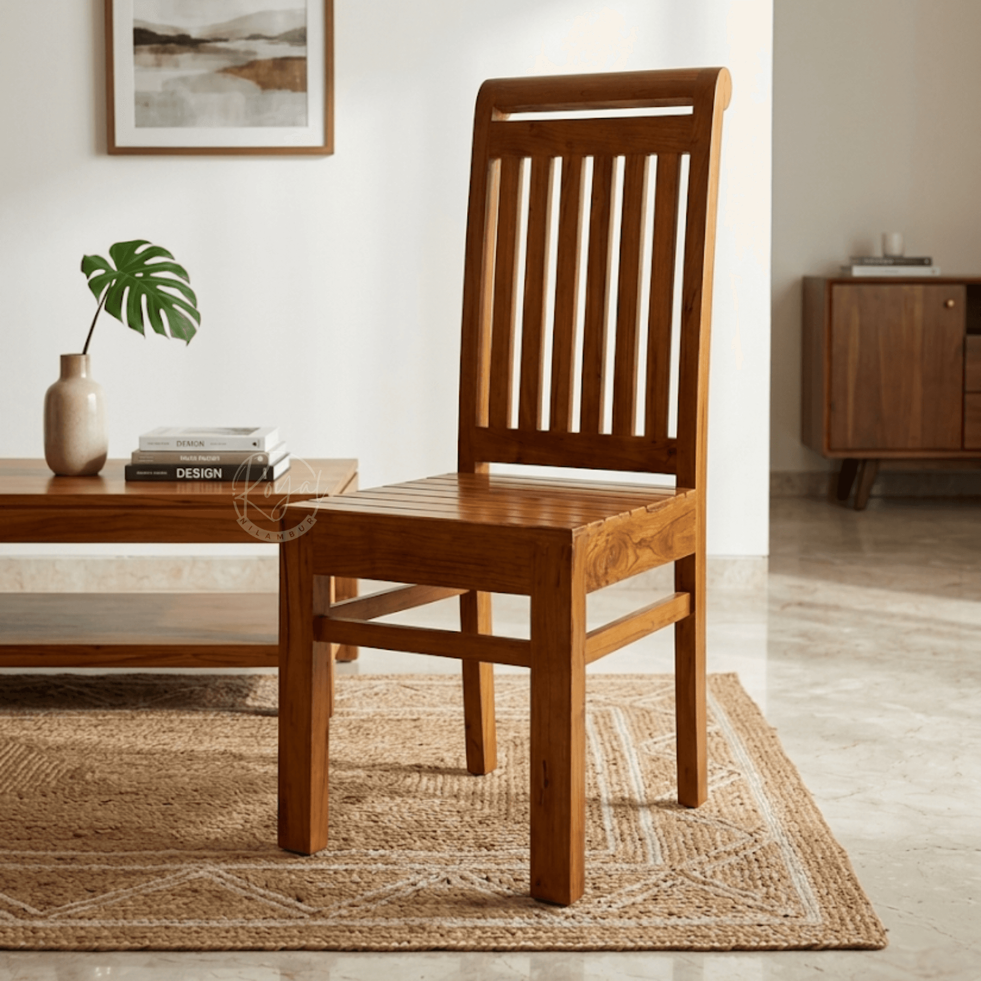 Royal Aakriti Nilambur Teak Wooden Dining Chair