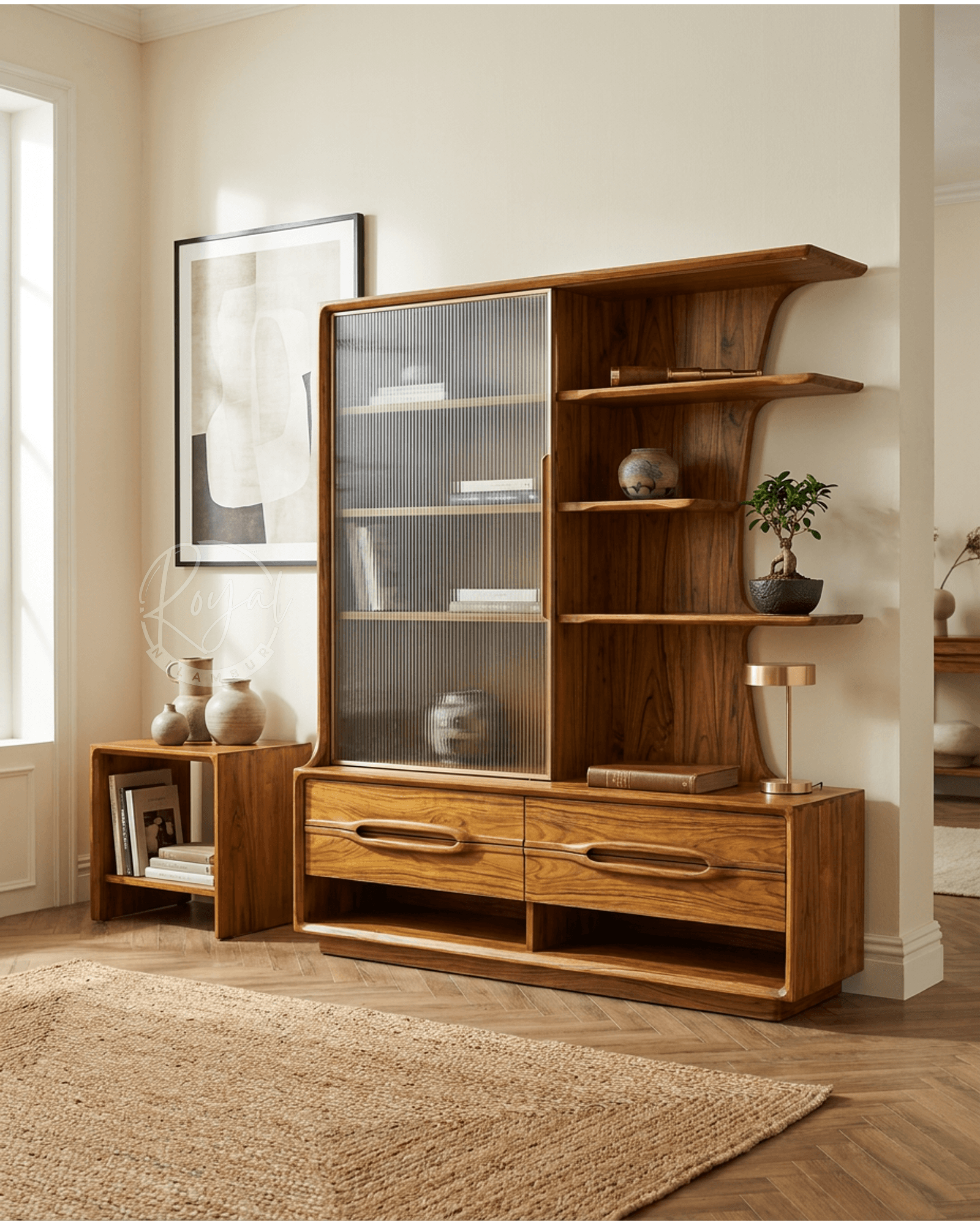 Royal Dhrayen Nilambur Teak Wood Book Shelf