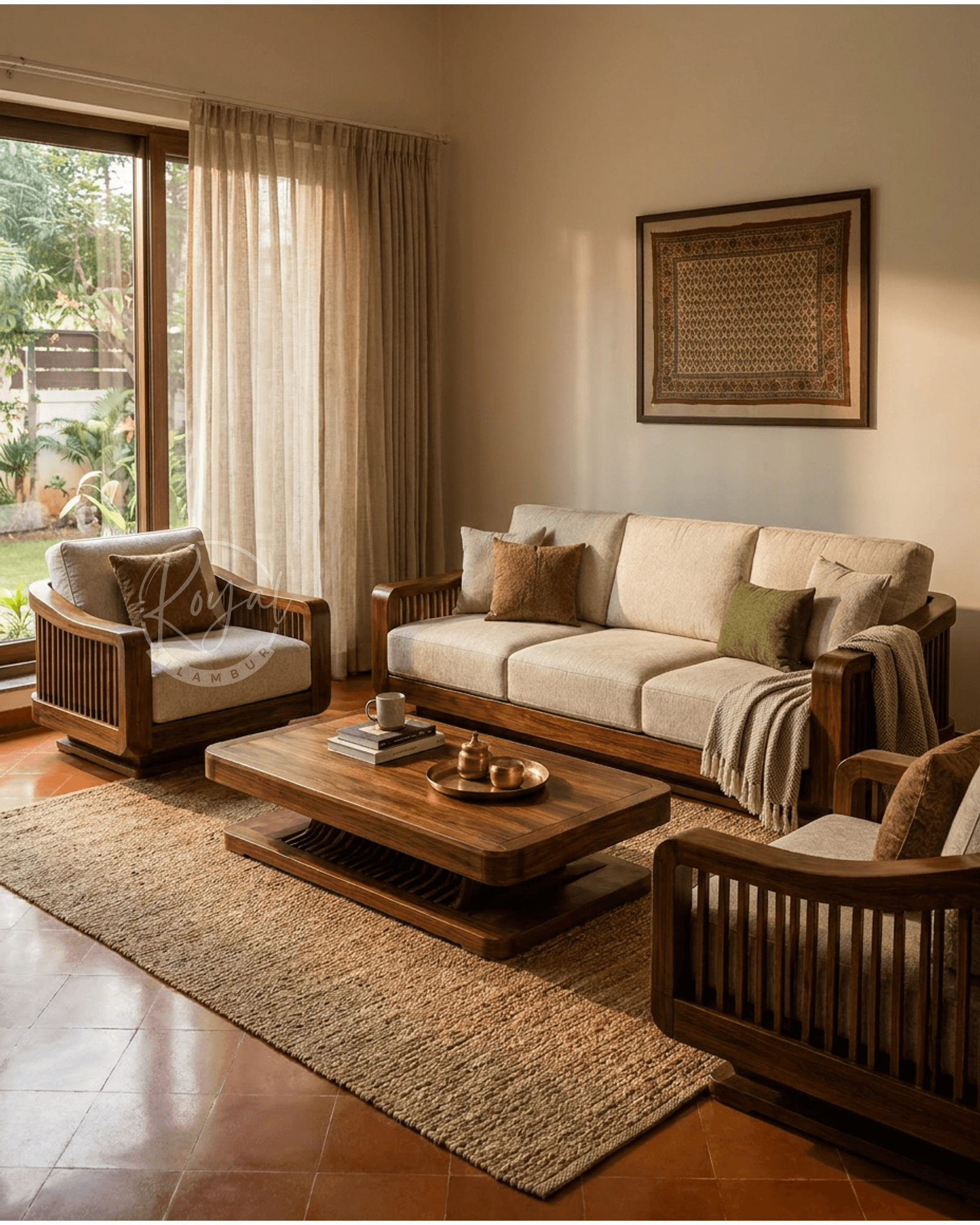 Royal Navrix Nilambur Teak Wood Sofa Set