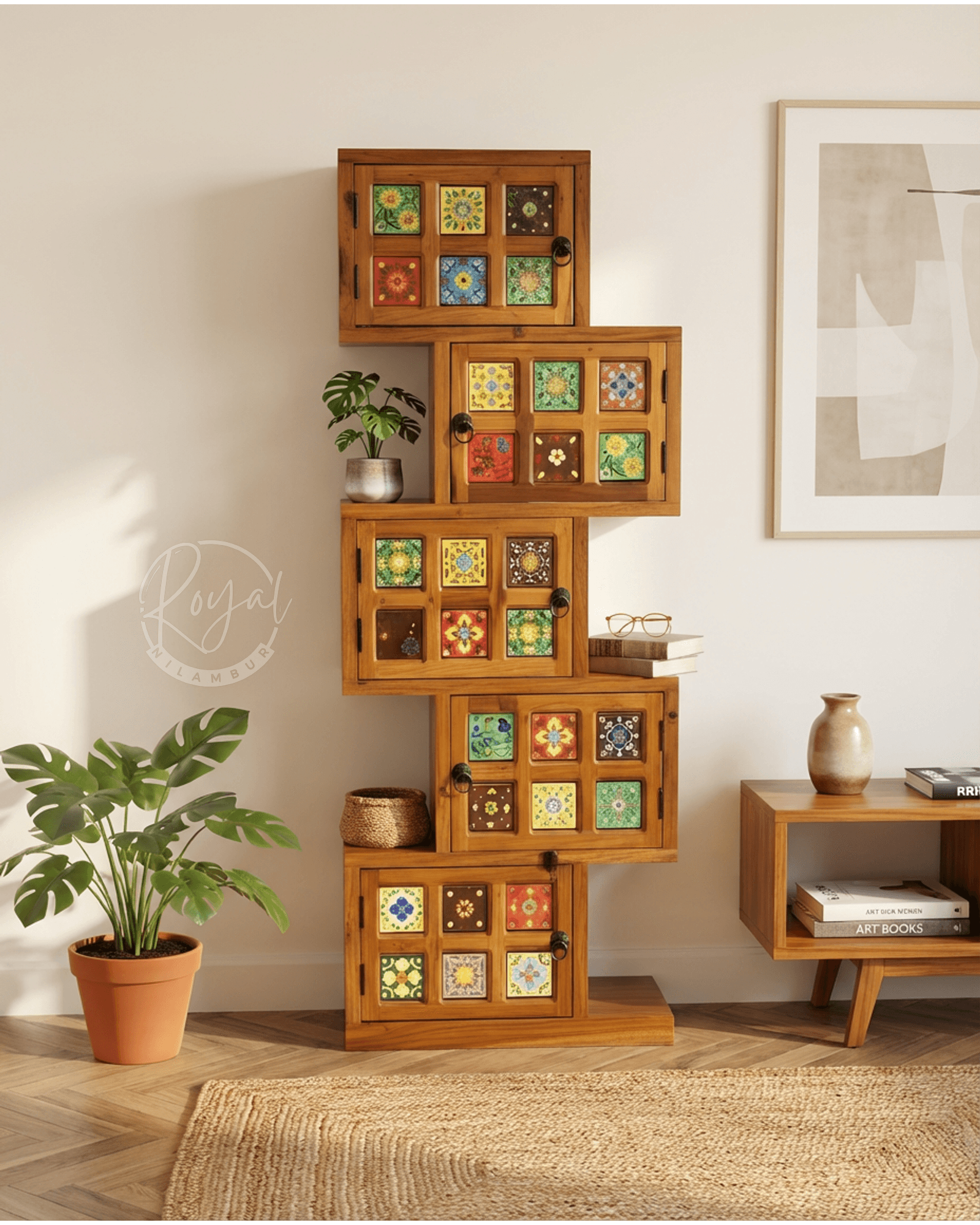 Royal Nivon Nilambur Teak Wood Bookshelf