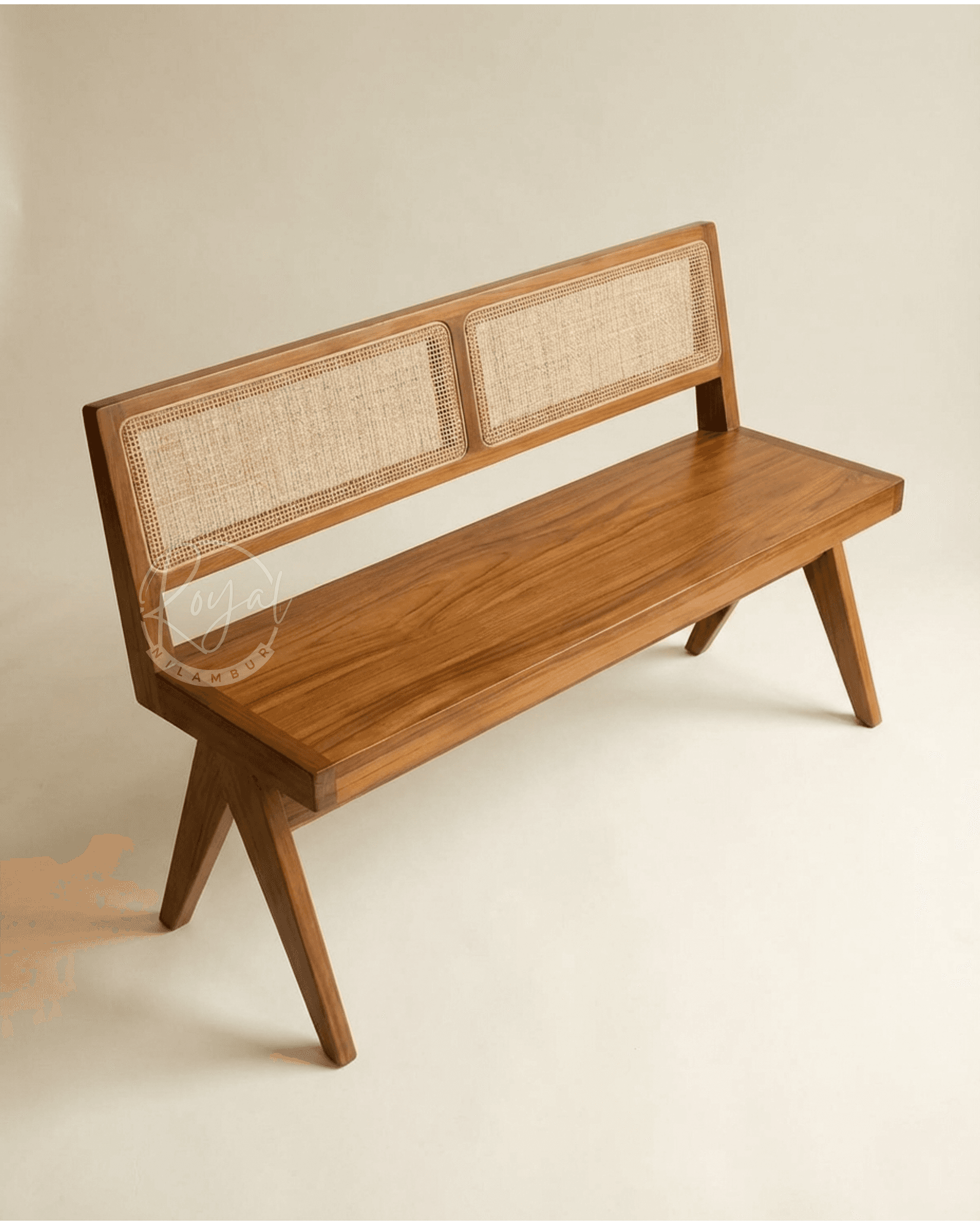 Royal Nilvaar Teak Wooden Cane Bench