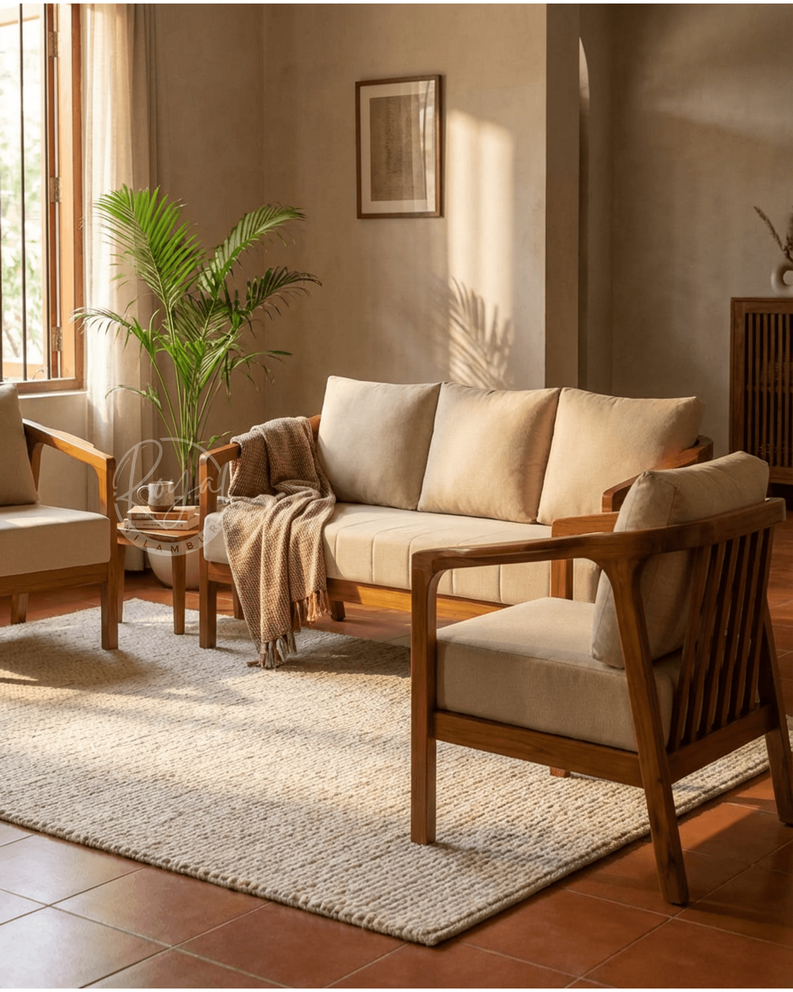 Royal Tavron Nilambur Teak Wood Sofa Set
