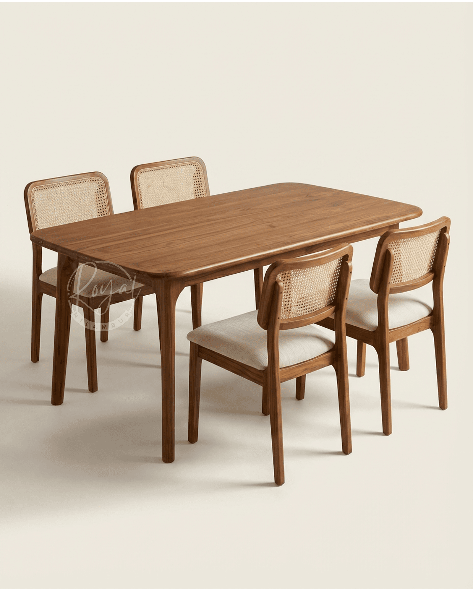 Royal Nilmaya Teak Wooden Cane Dining Set