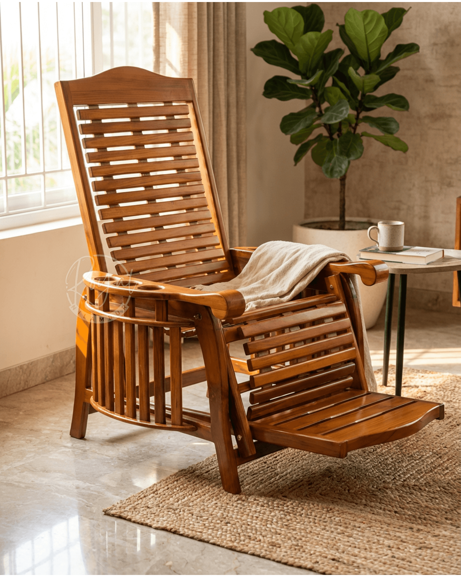 Royal Veyora Nilambur Teak Wood Easy Chair