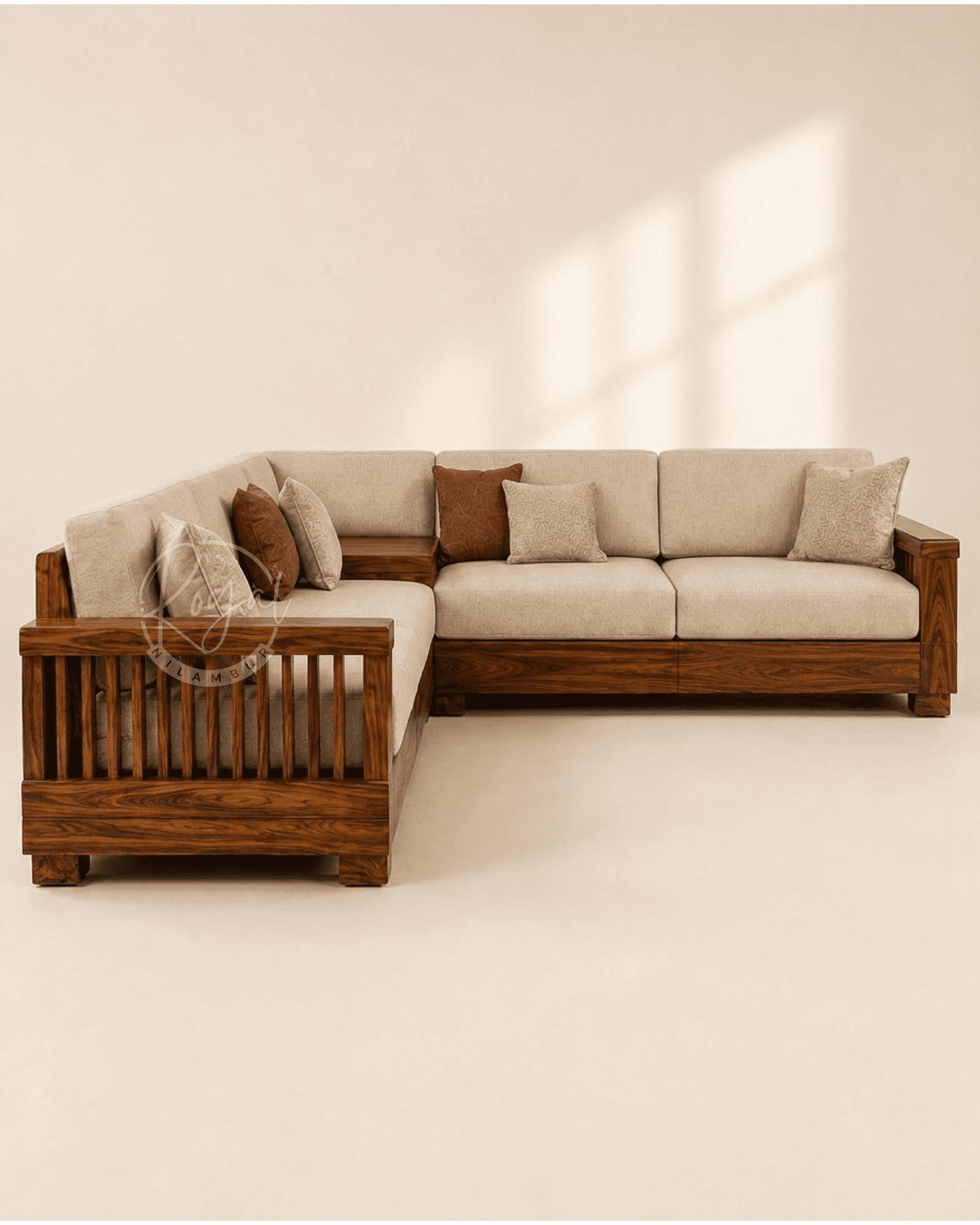 Royal Vaibhava Nilambur Teak Wood Corner Sofa