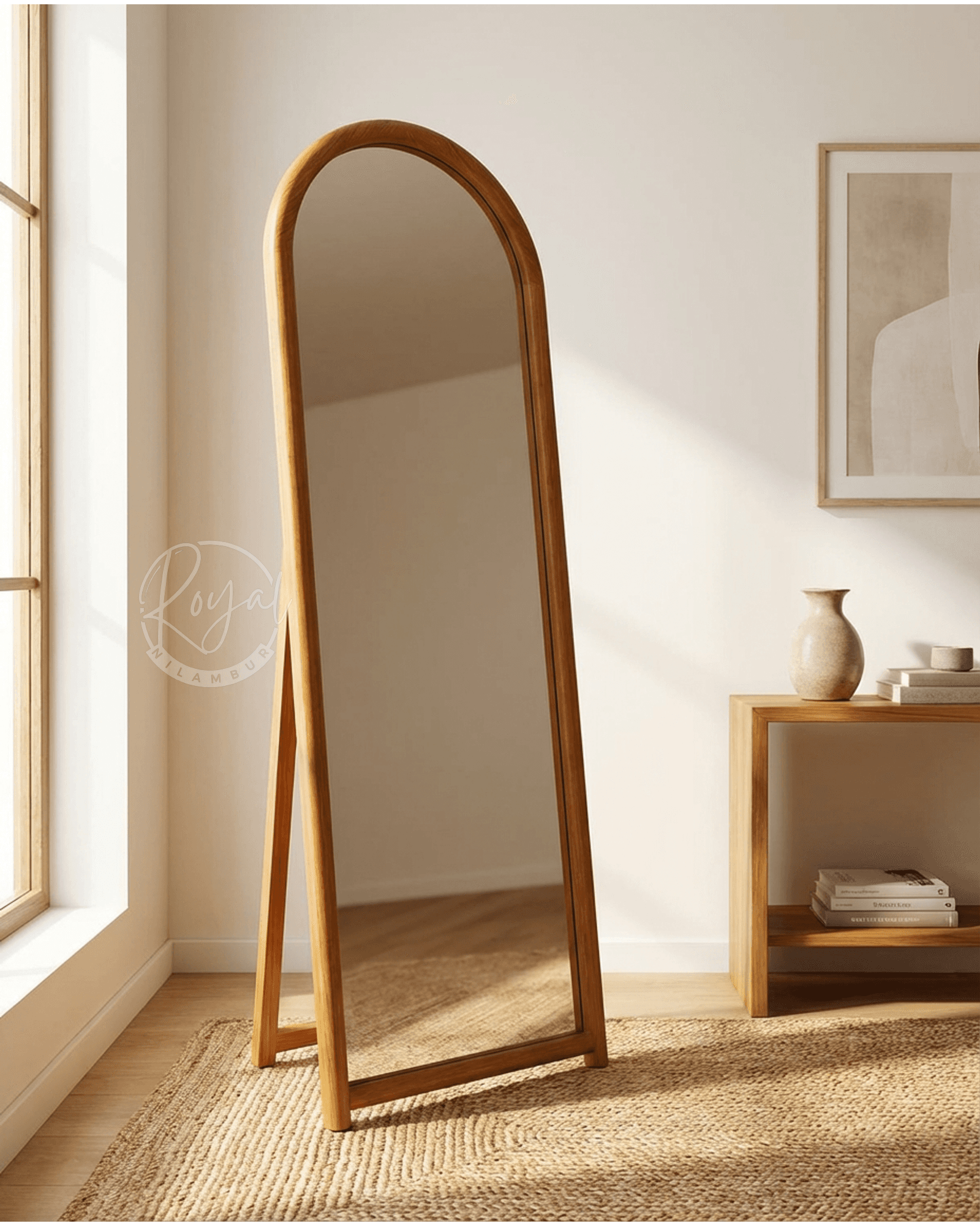 Royal Thanvish Nilambur Teak Wood Floor Mirror