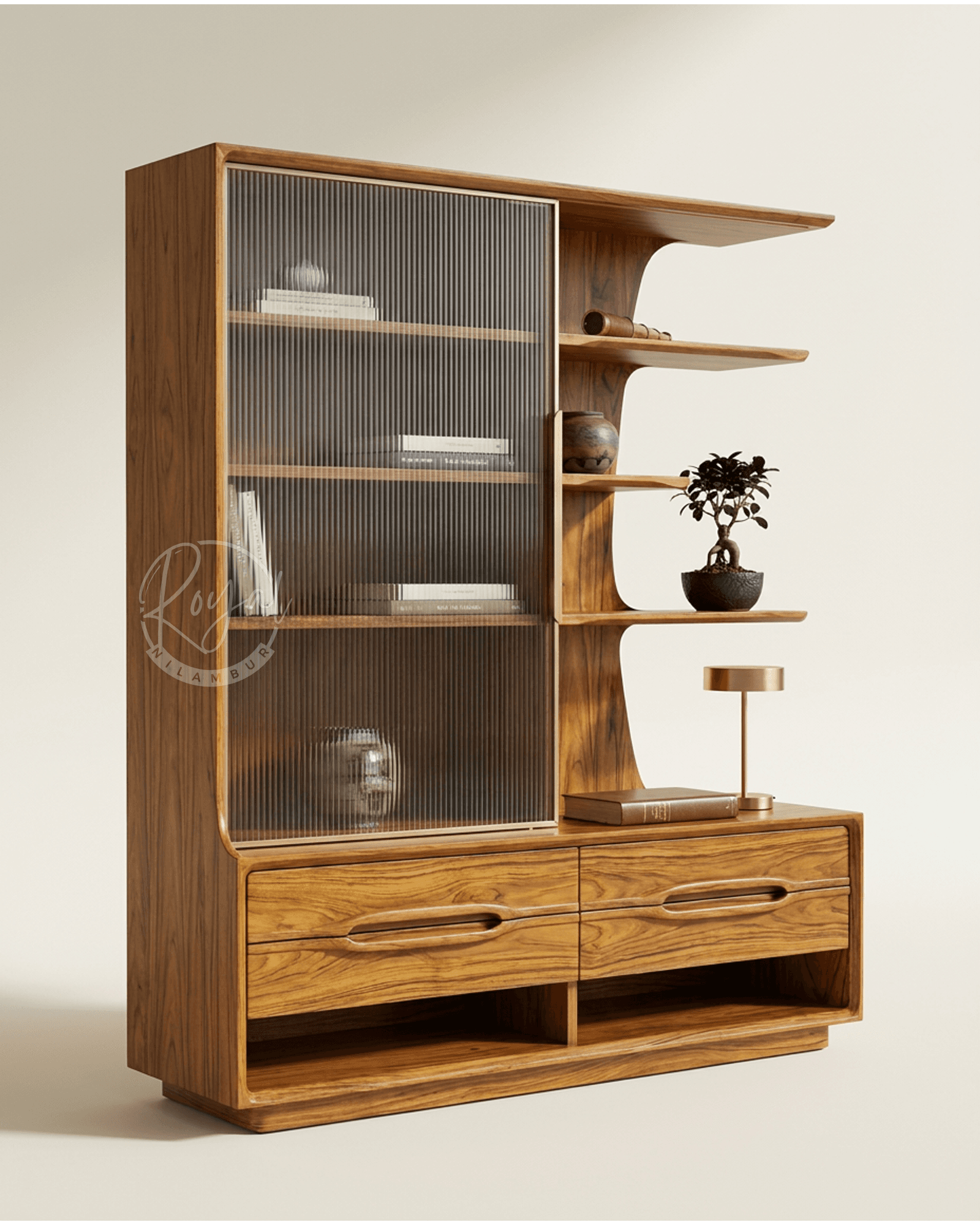 Royal Dhrayen Nilambur Teak Wood Book Shelf