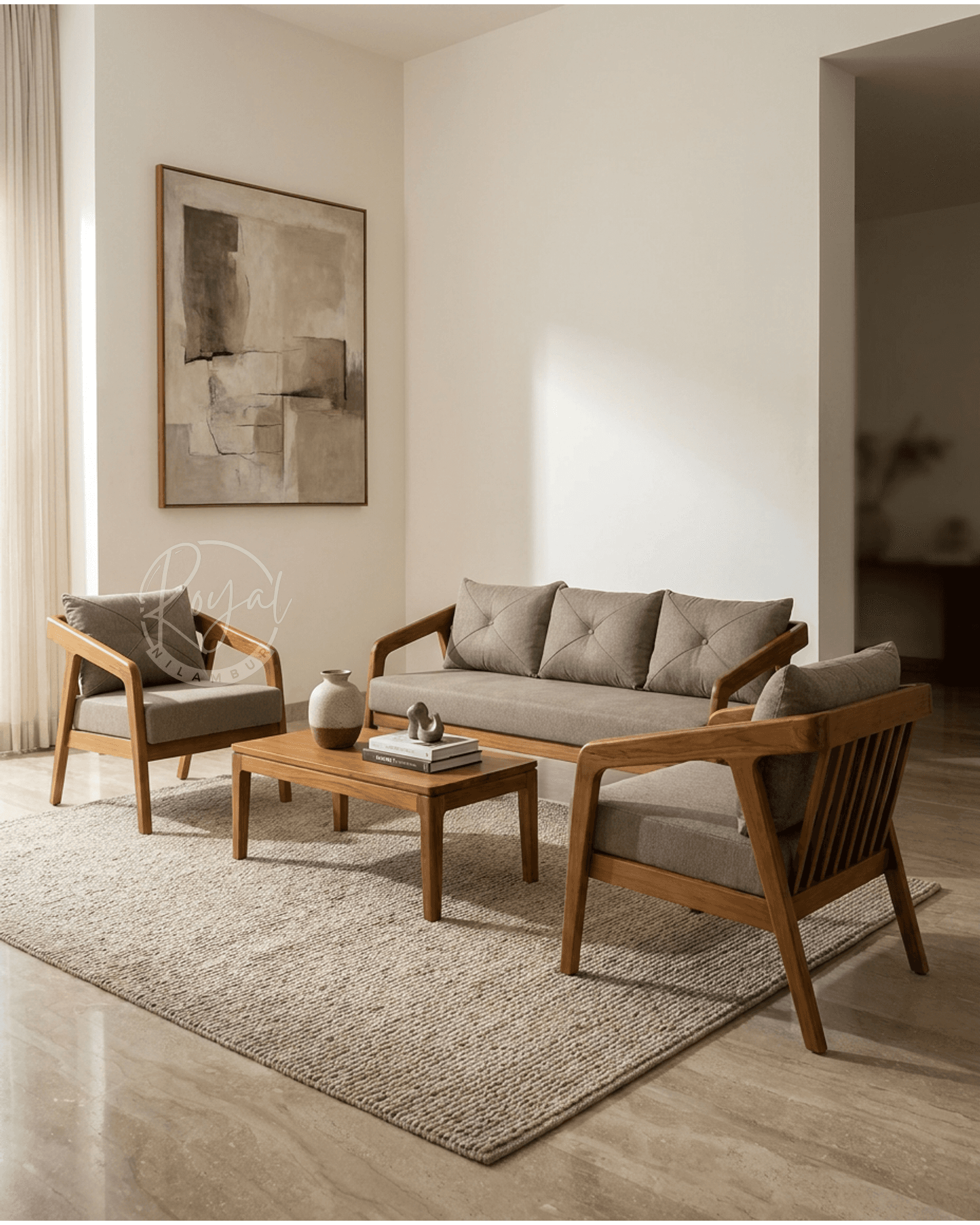 Royal Elara Nilambur Teak Wood Sofa Set