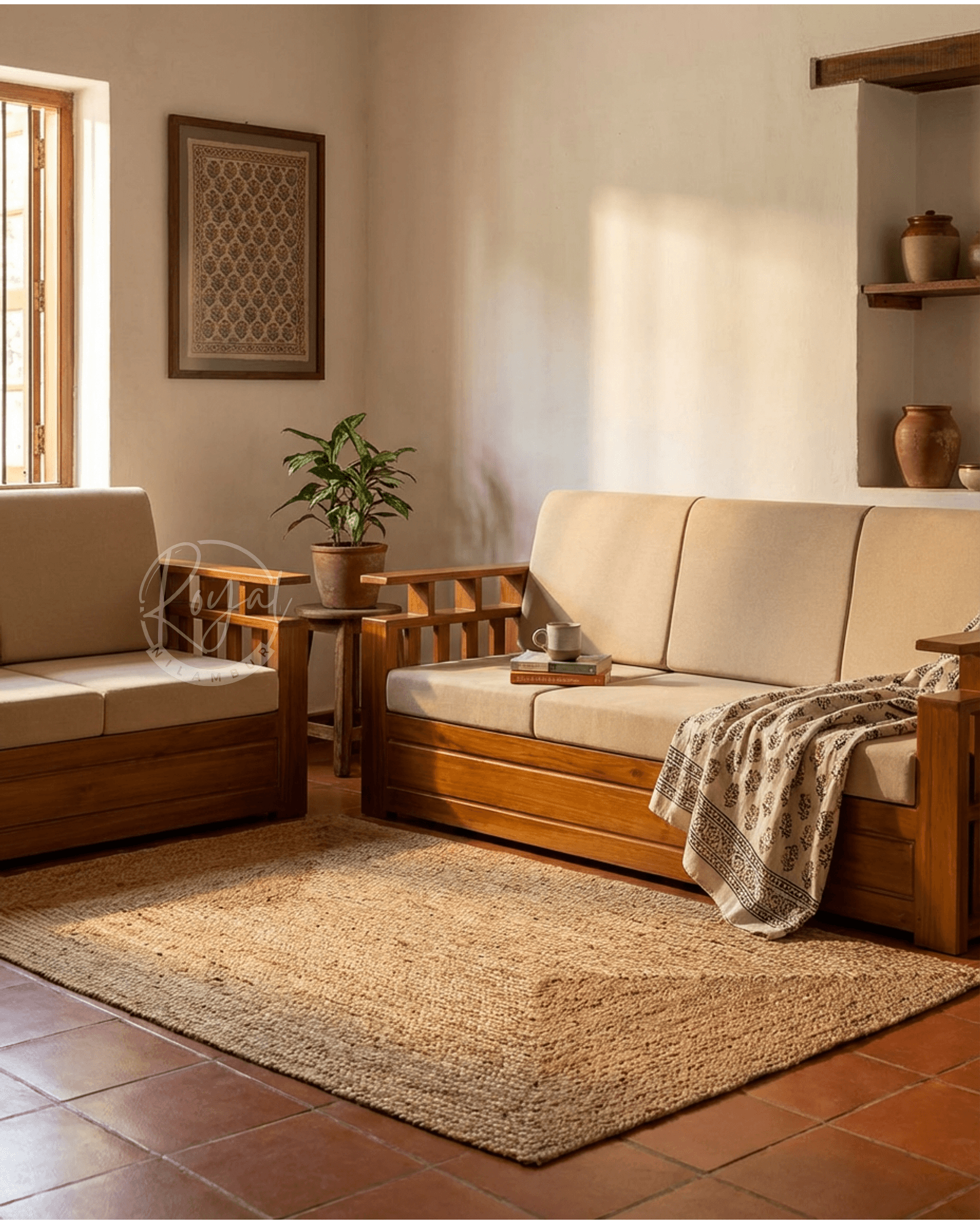Royal Adrika Nilambur Teak Wood Sofa Set