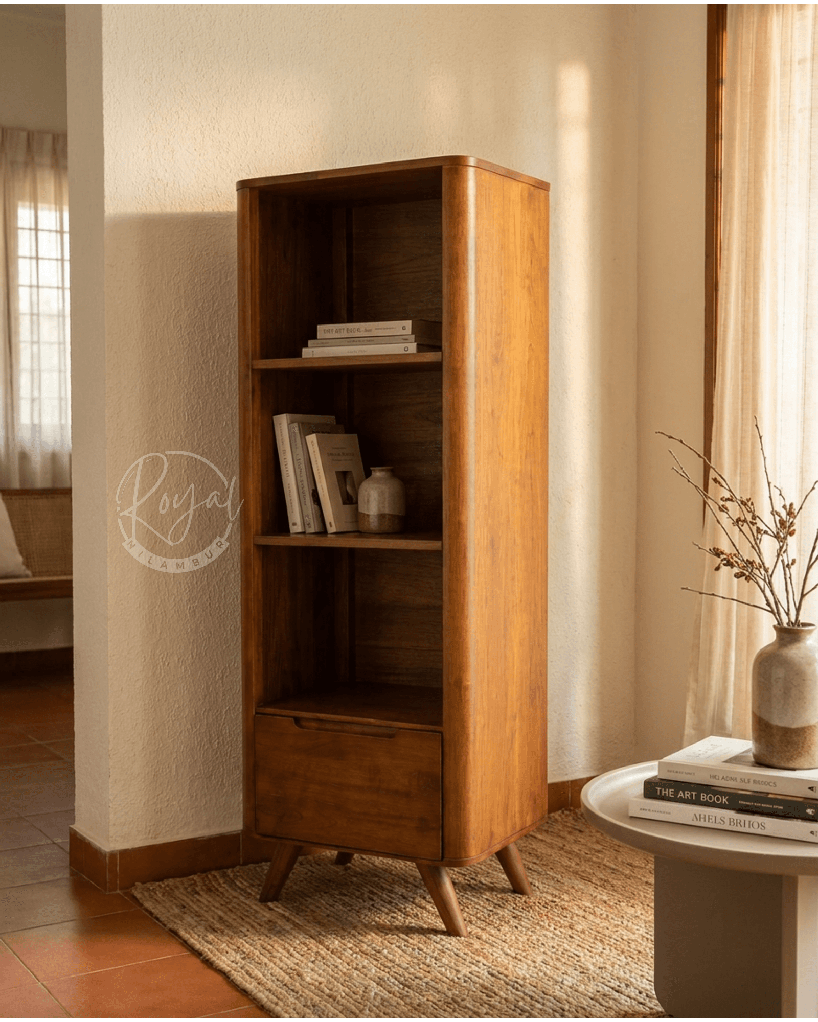 Royal Adhyan Nilambur Teak Wood Bookshelf
