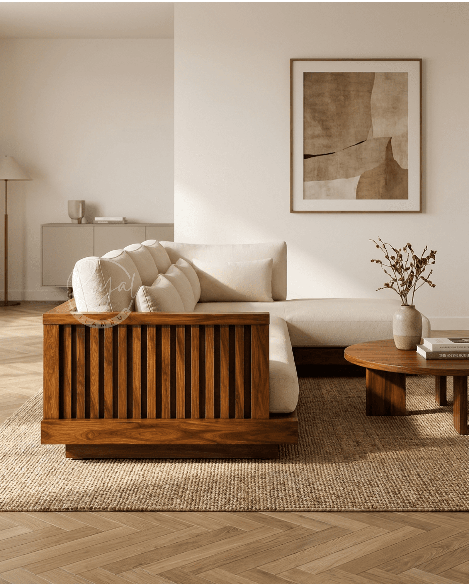 Royal Tyva Nilambur Teak Wood Corner Sofa