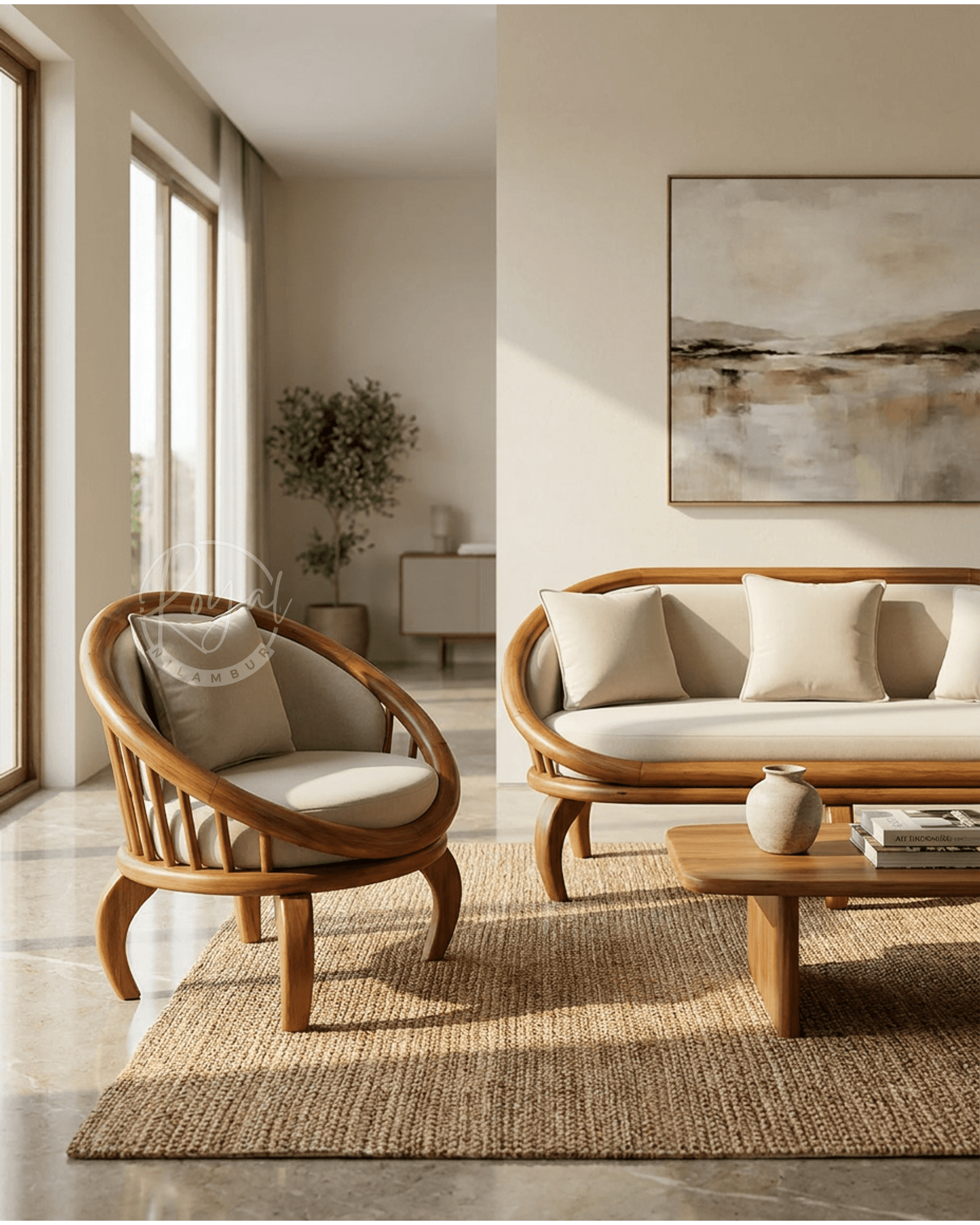 Royal Elantra Nilambur Teak Wood Sofa Set