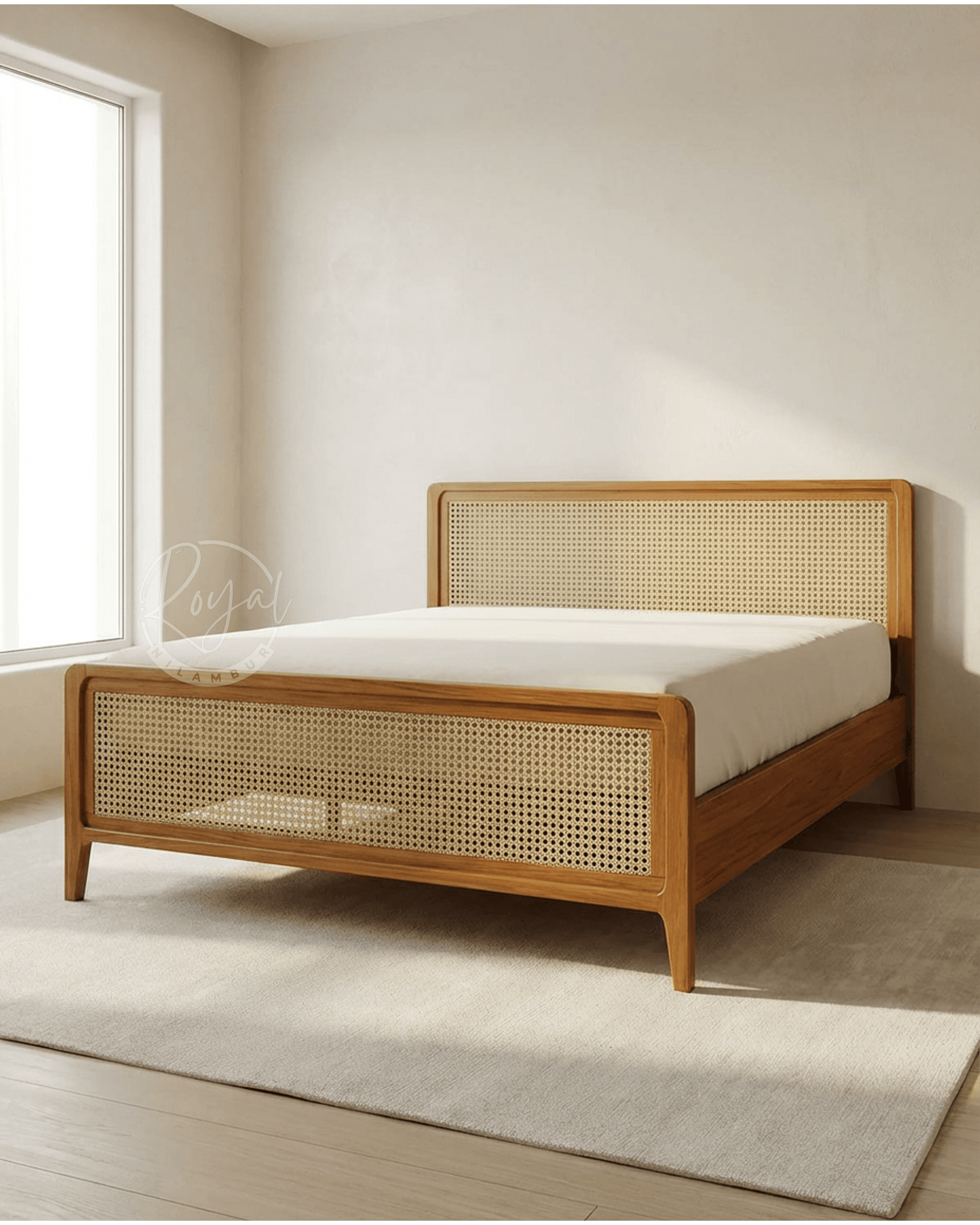 Royal Canroy Nilambur Teak Cane Cot