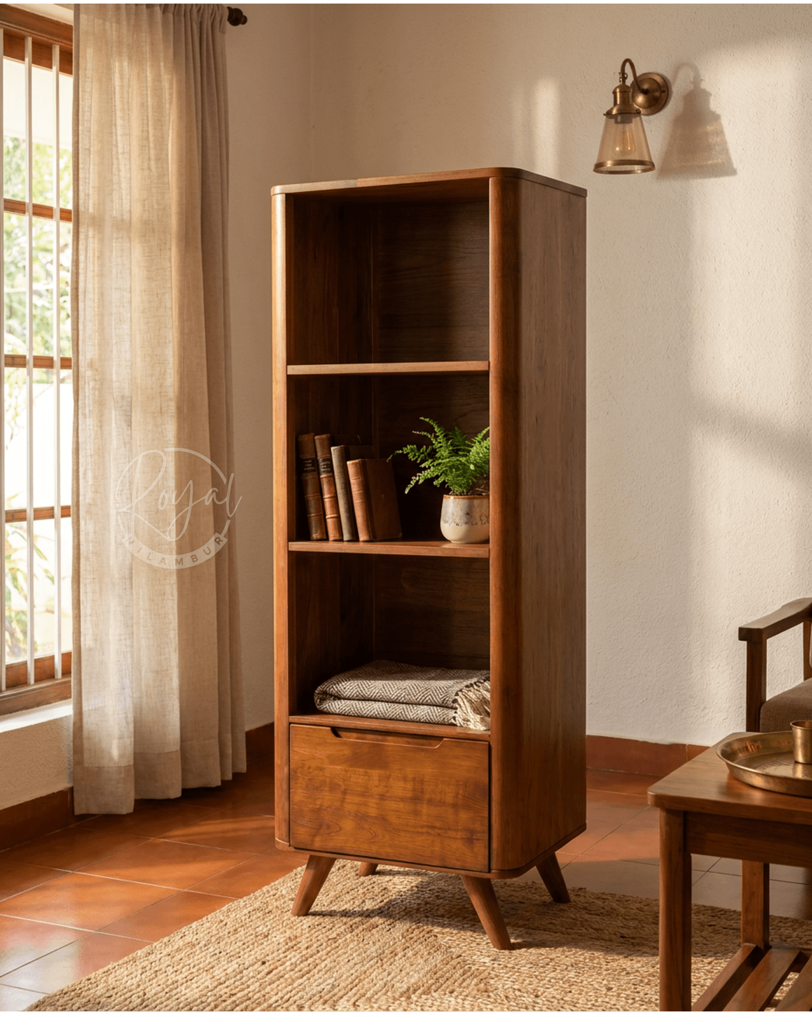 Royal Adhyan Nilambur Teak Wood Bookshelf