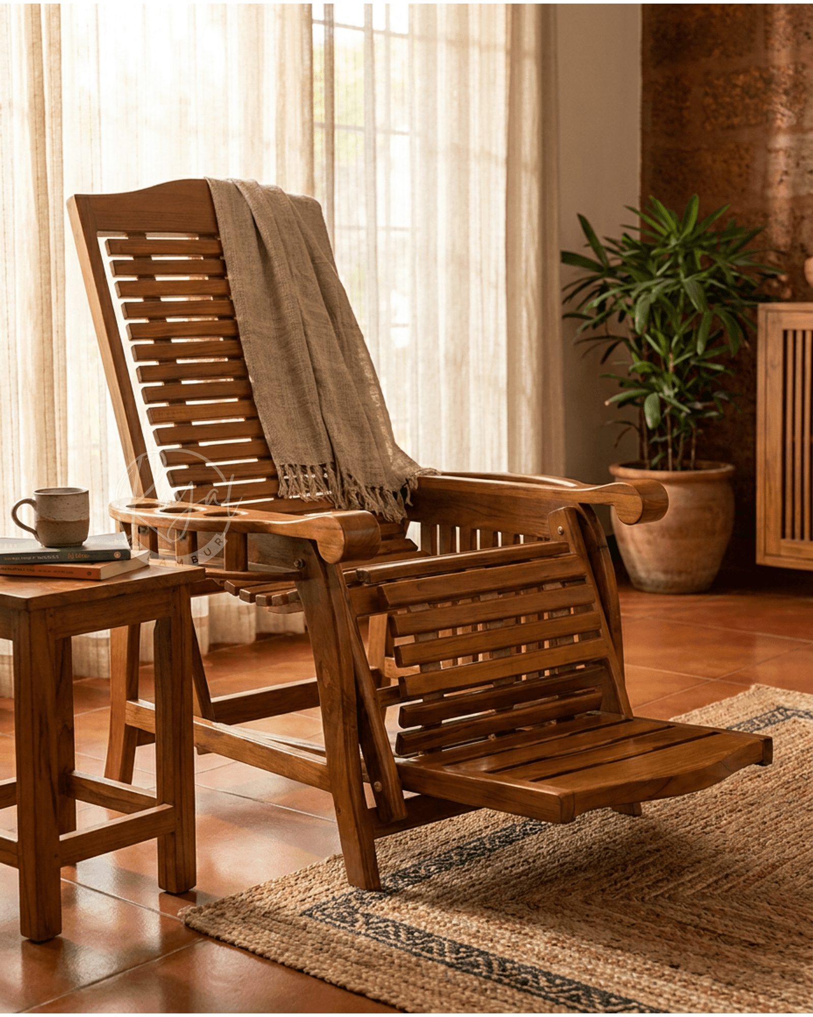 Royal Veyora Nilambur Teak Wood Easy Chair