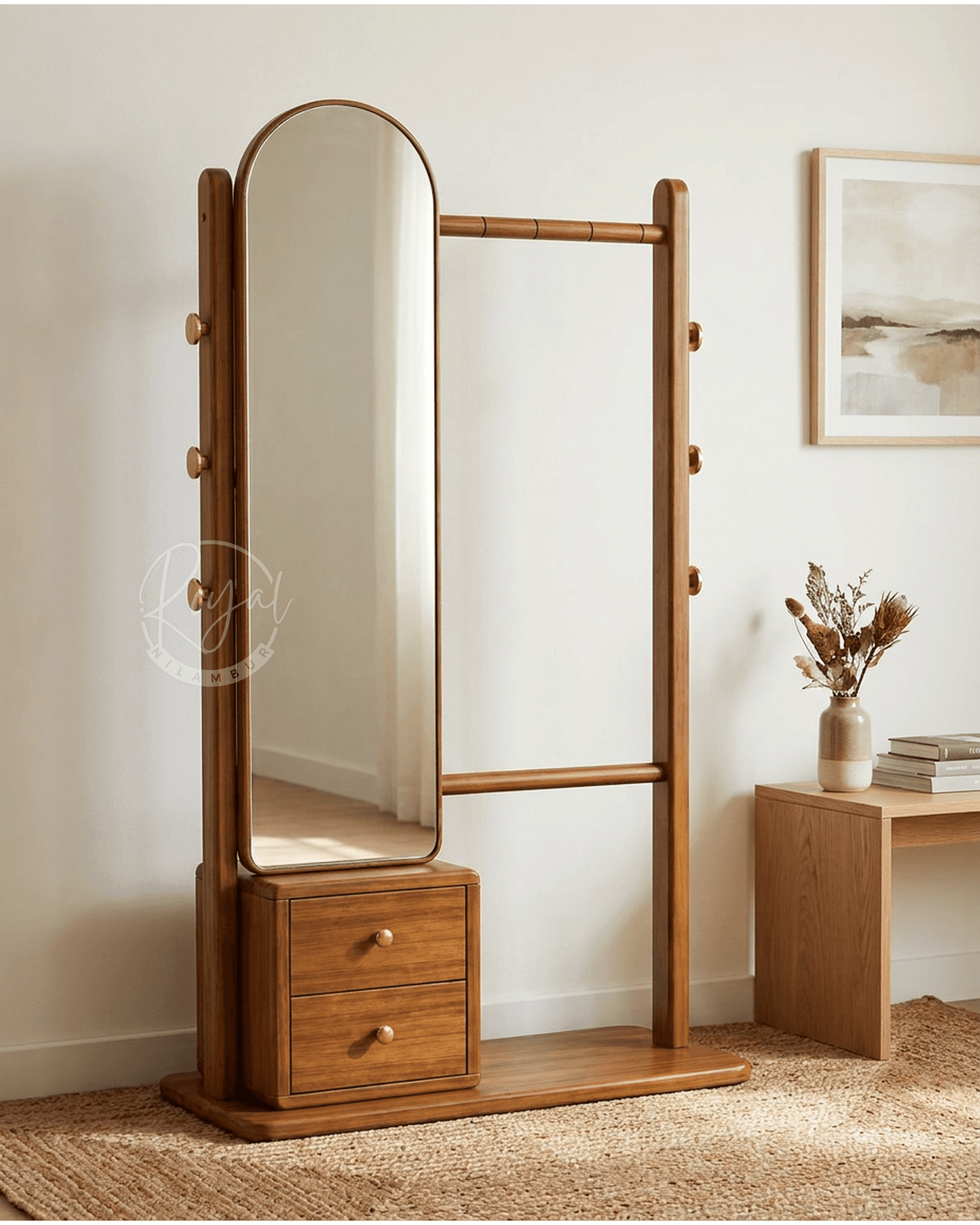 Royal Darpan Nilambur Teak Wood Dresser Mirror