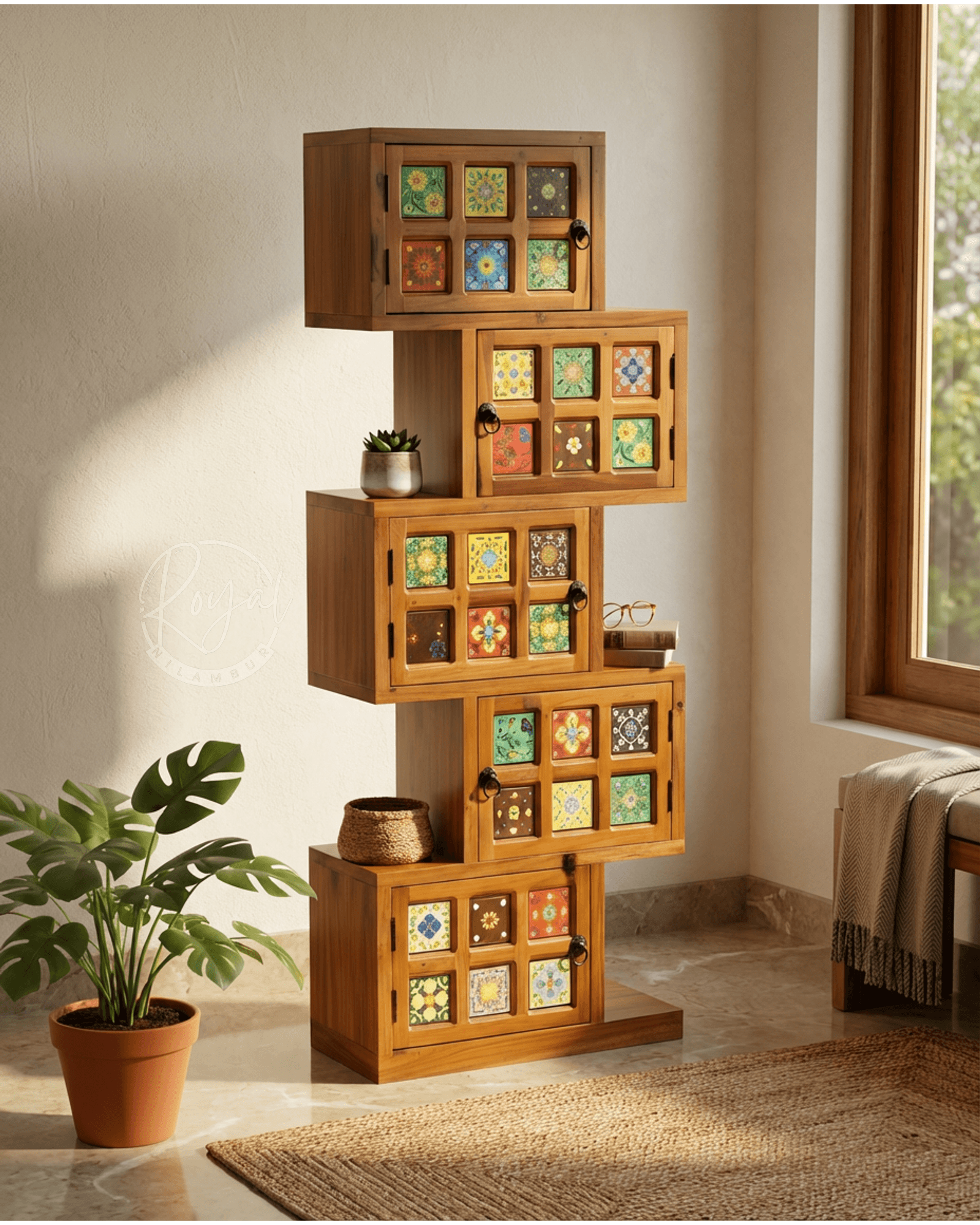 Royal Nivon Nilambur Teak Wood Bookshelf