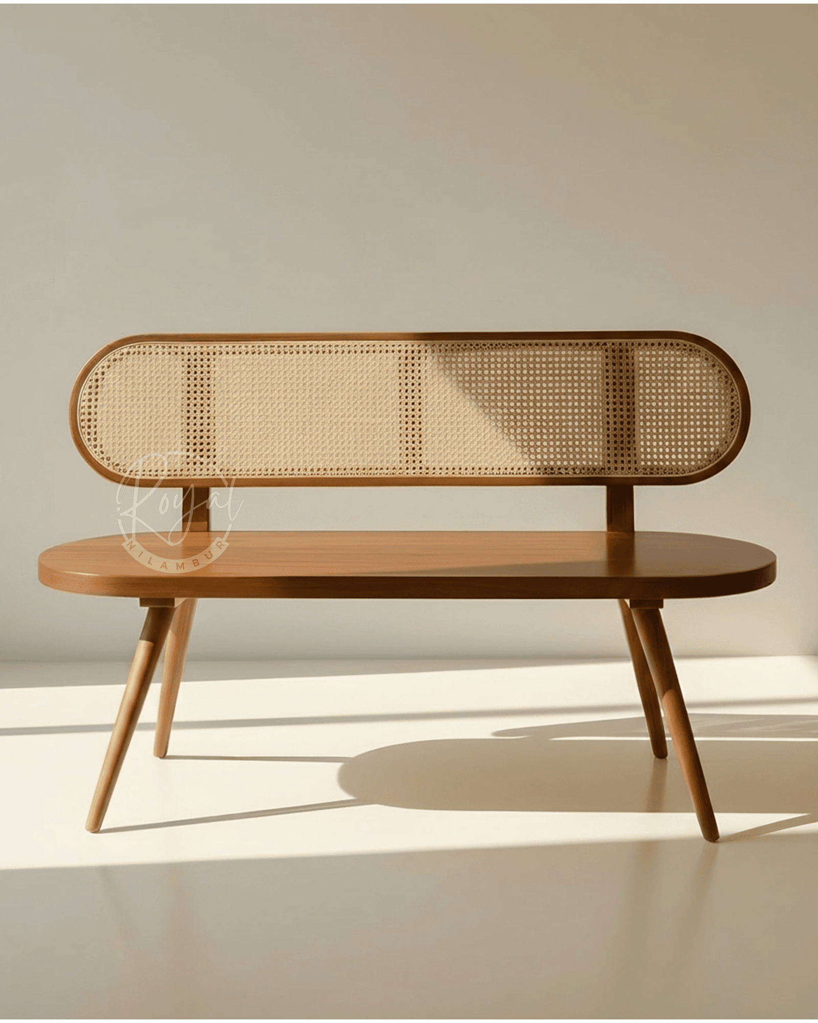 Royal Tevora Nilambur Teak Wood Cane Bench