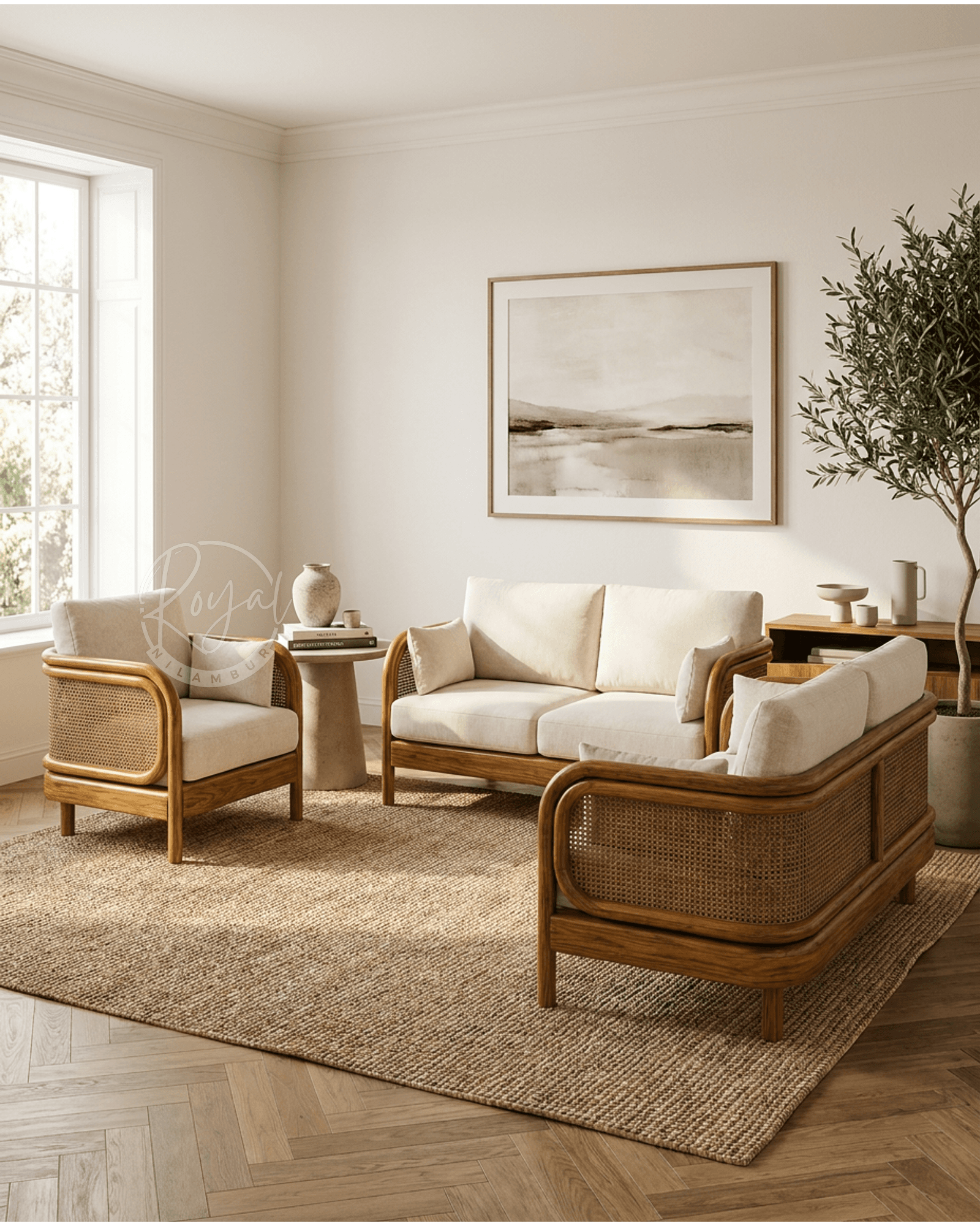 Royal Zyluxa Nilambur Teak Wood 5 Seater Sofa