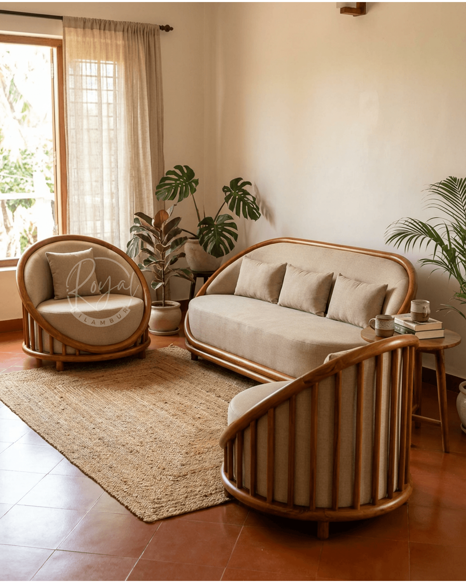Royal Luxon Nilambur Teak Wood Sofa Set
