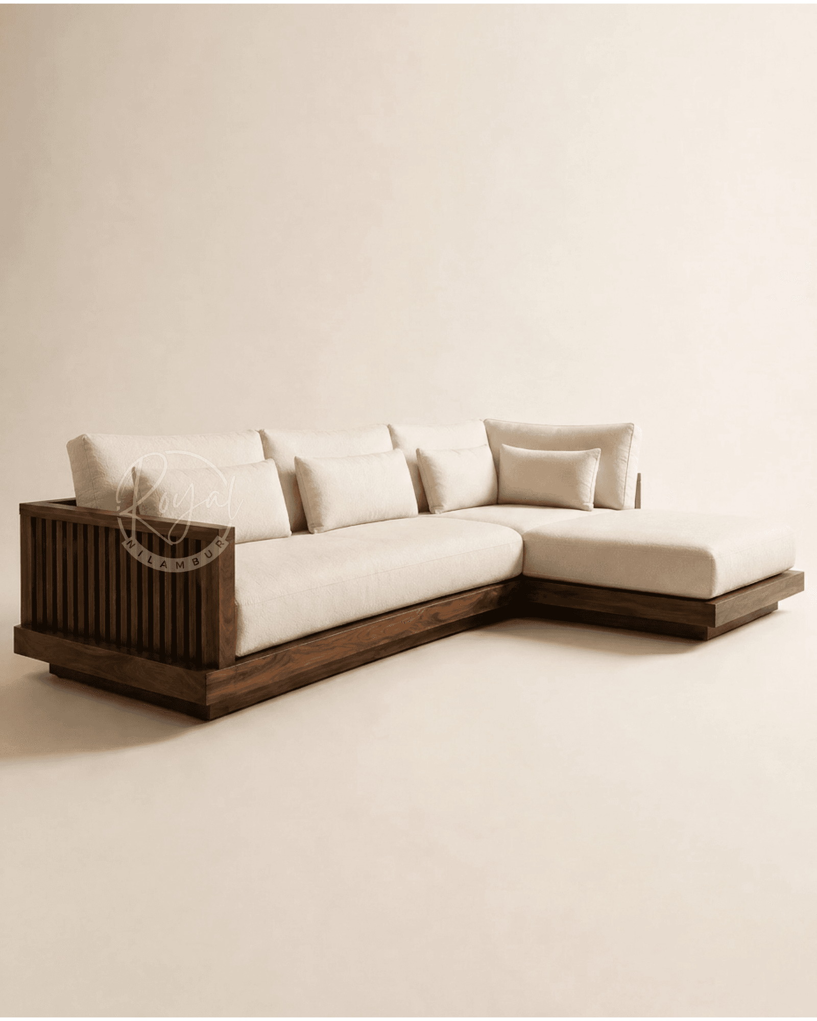 Royal Tyva Nilambur Teak Wood Corner Sofa
