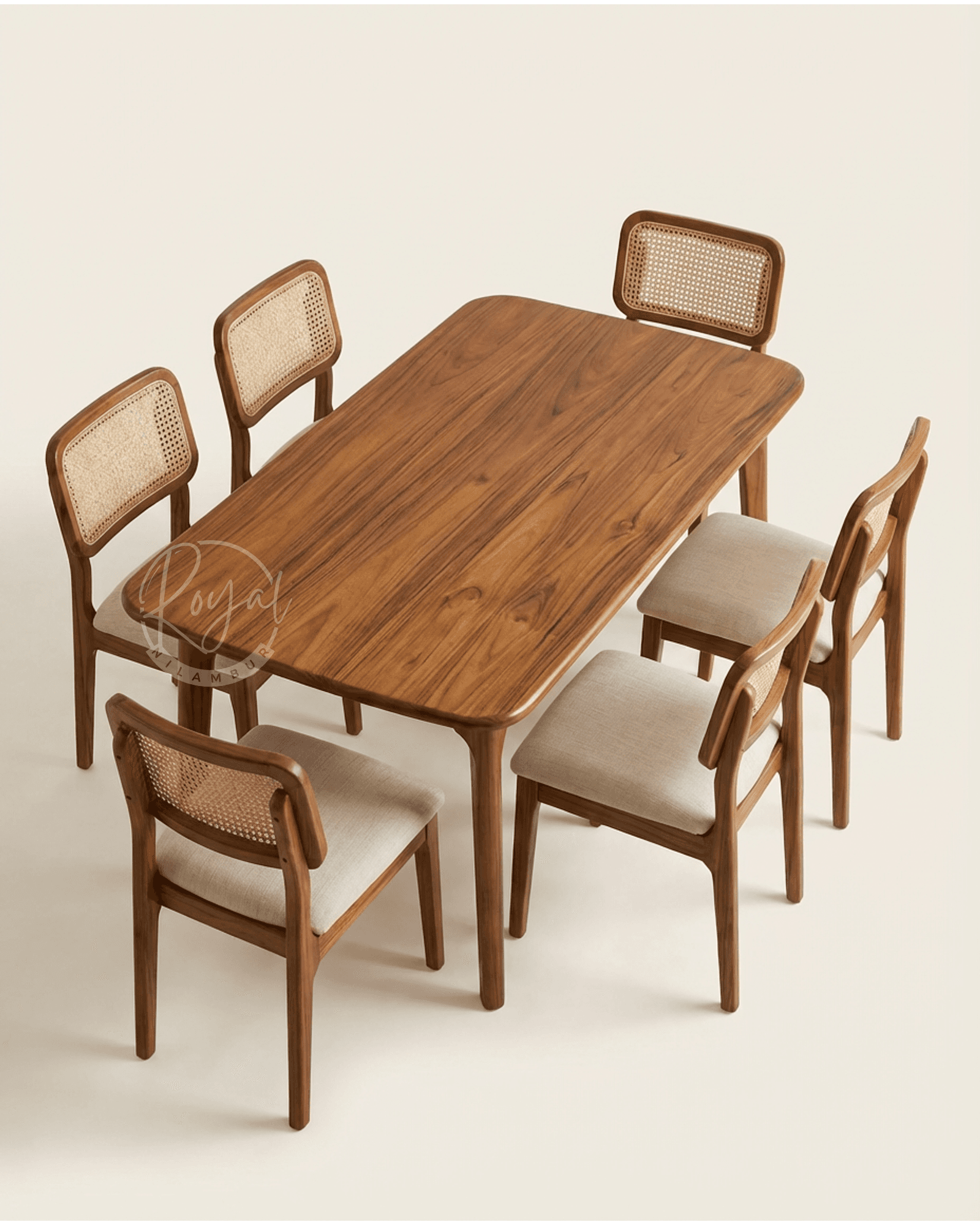 Royal Nilmaya Teak Wooden Cane Dining Set